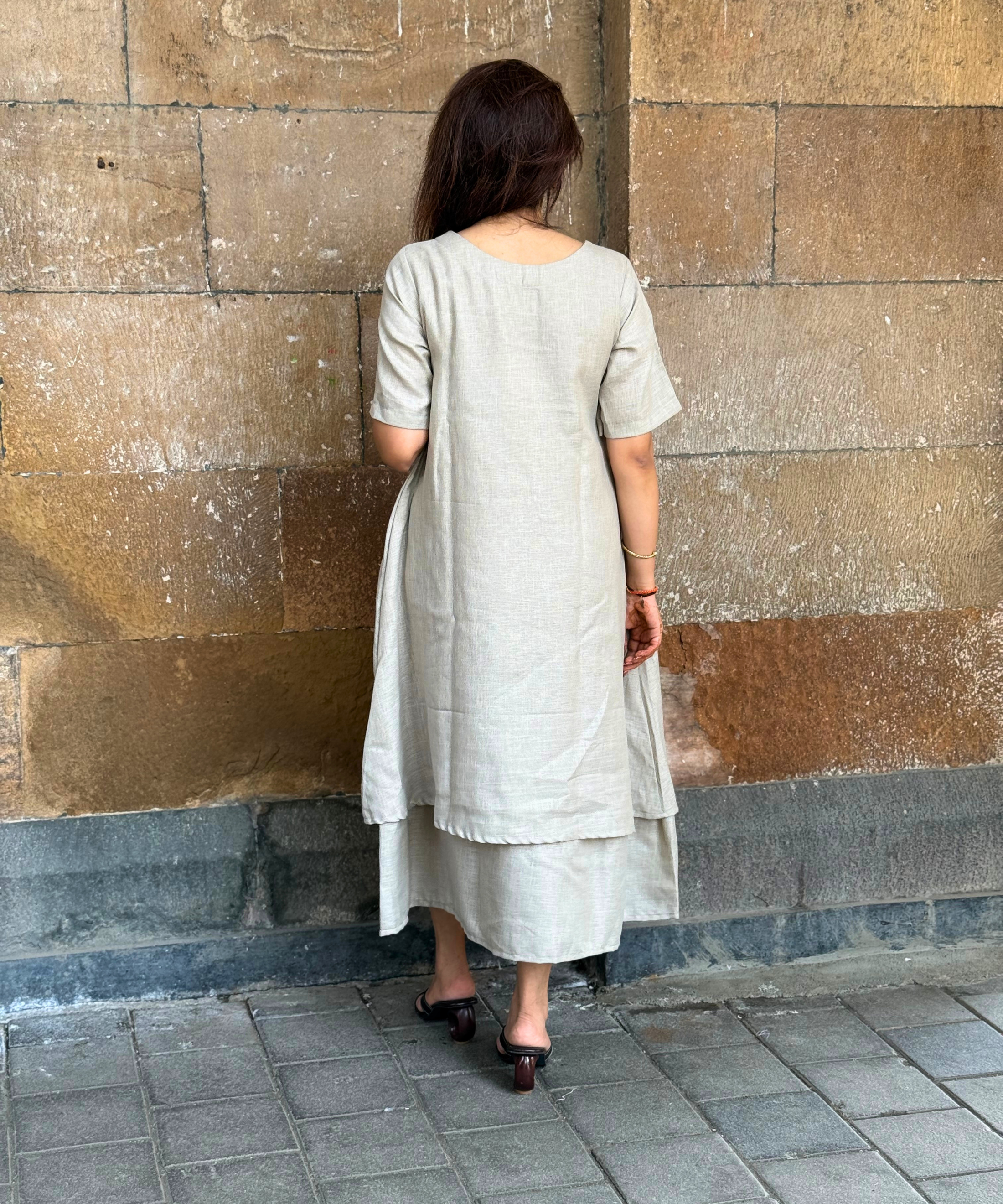 Meher Beige Linen Dress
