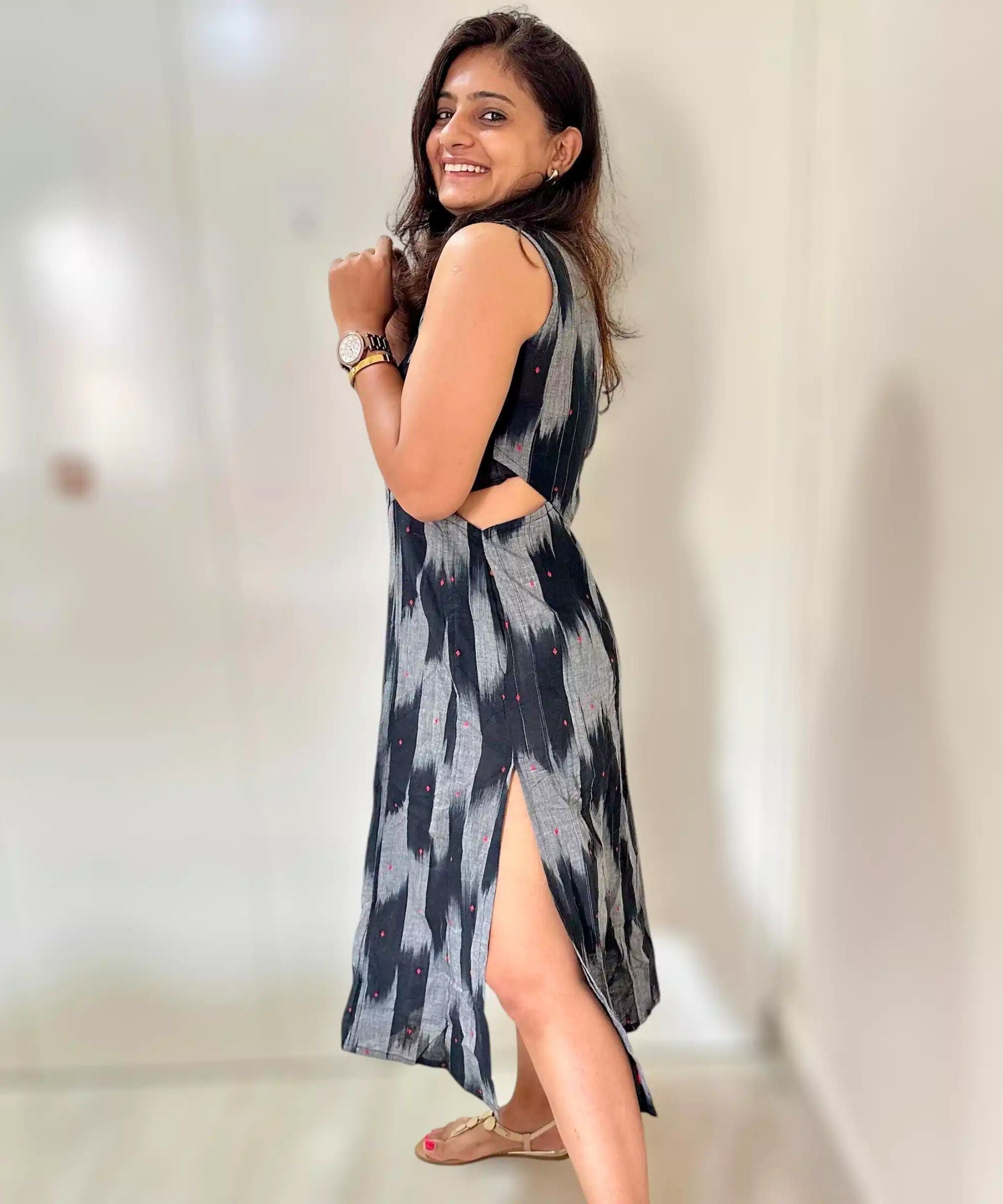 Ikat Cut Out Dress Black