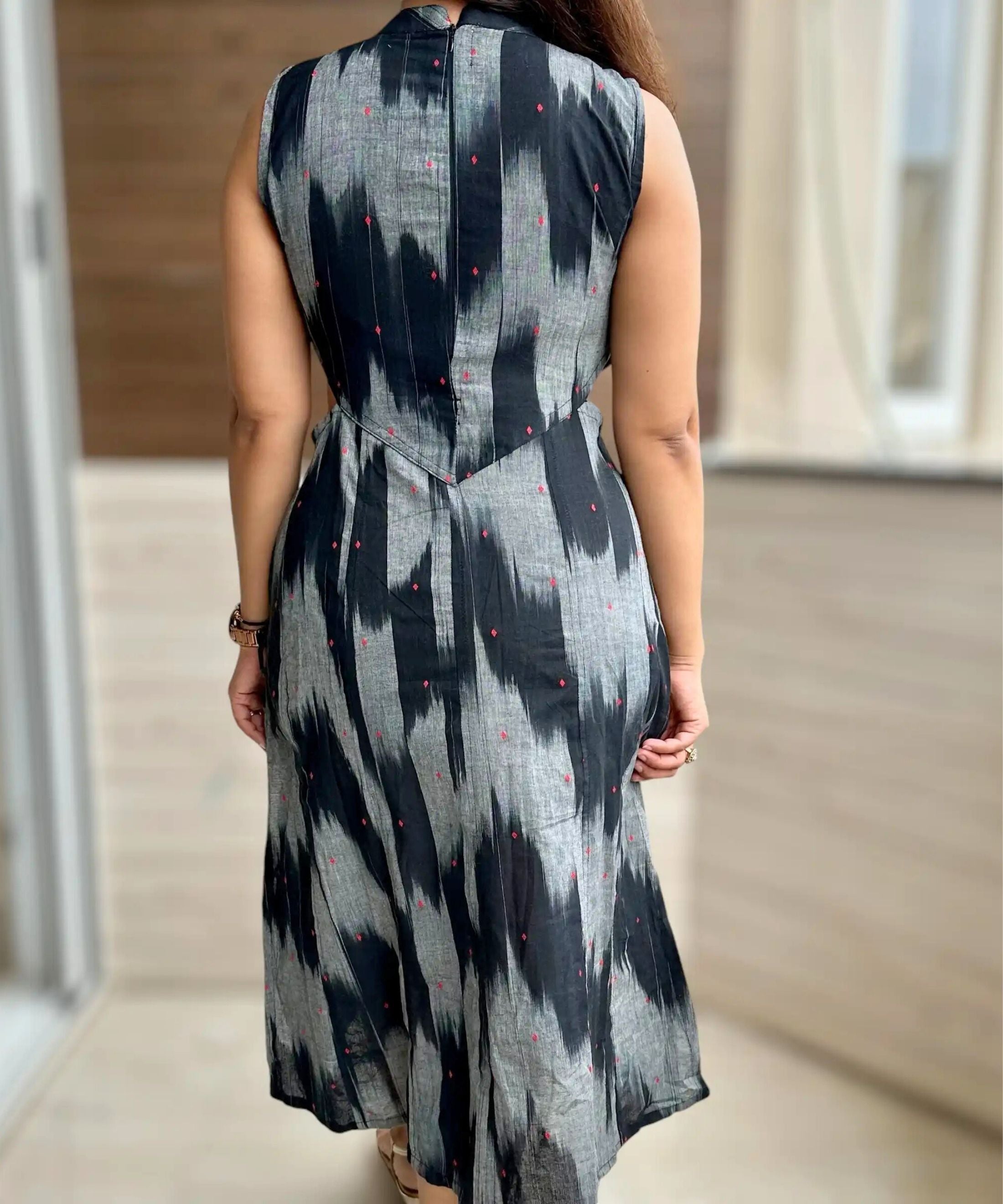 Ikat Cut Out Dress Black