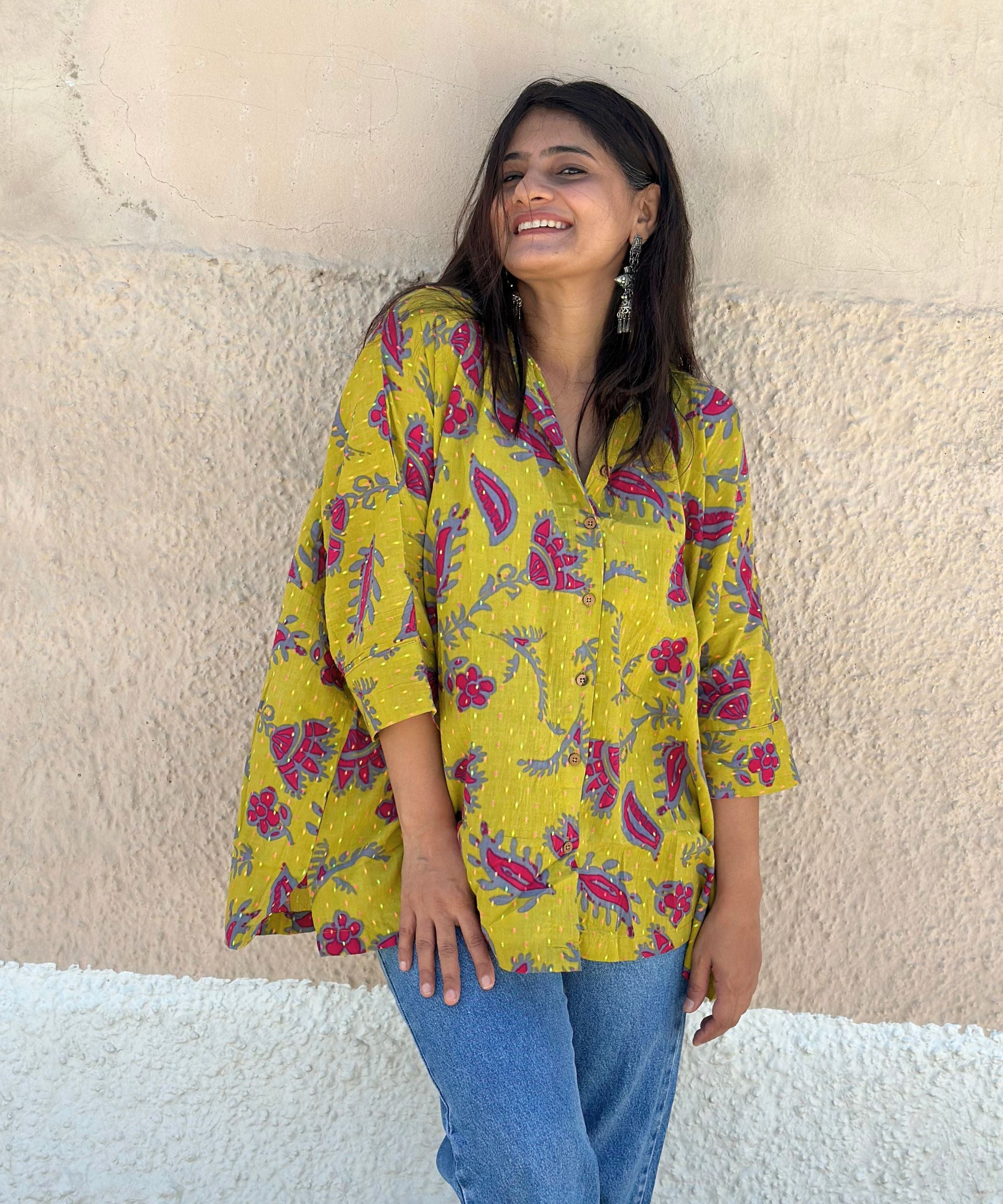 Yellow Floral Doby Shirt