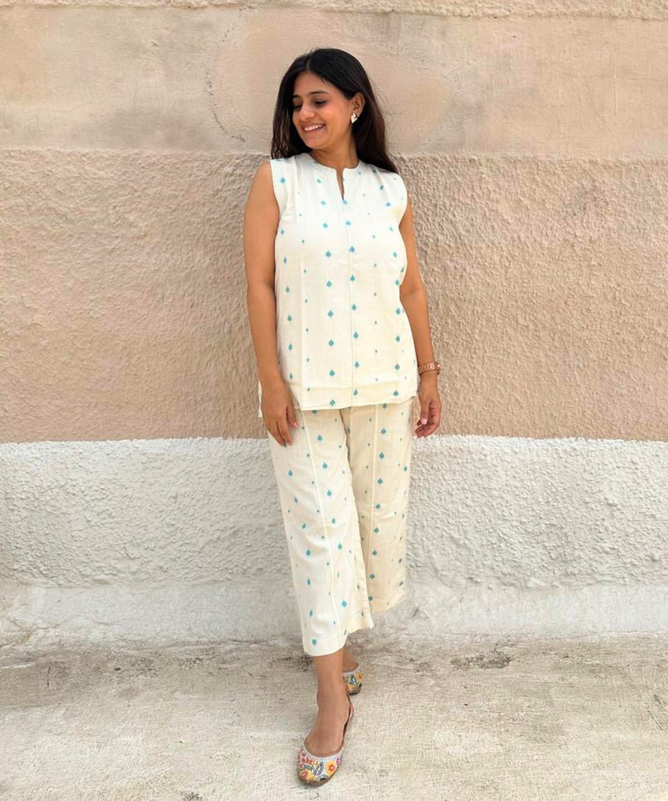 White Jamdani Loomed Set