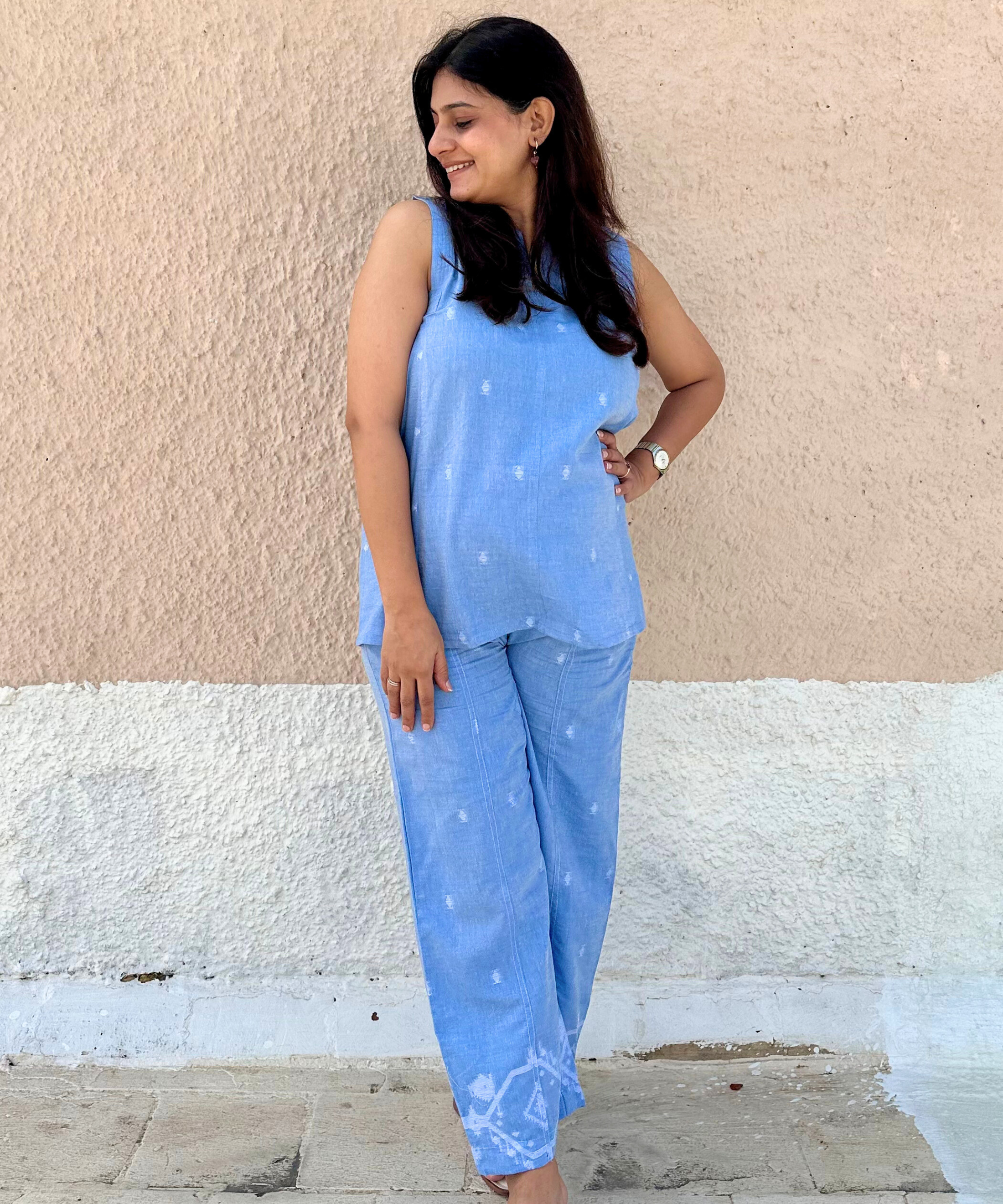 Blue Jamdani Loomed Set
