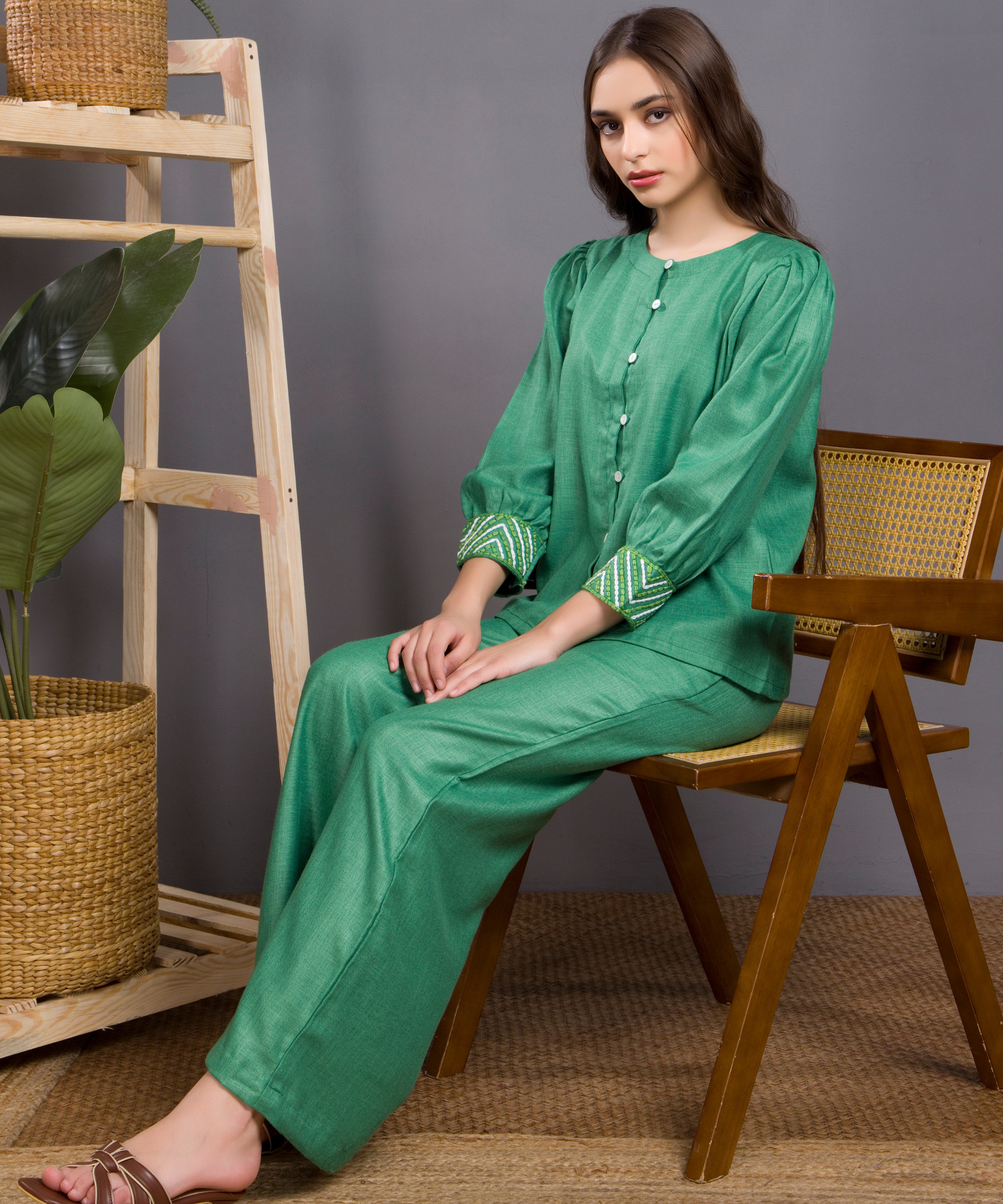 Green Linen Co-ord Set