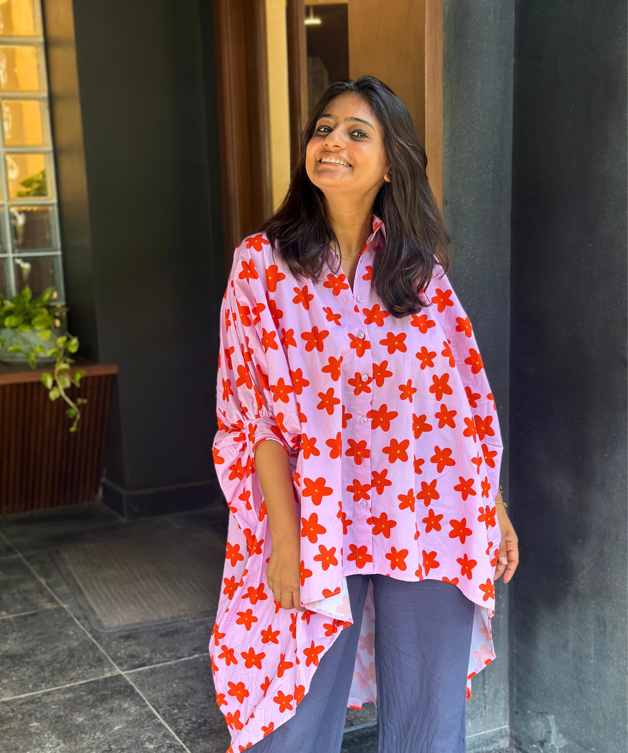 Pink Floral Drama Shirt