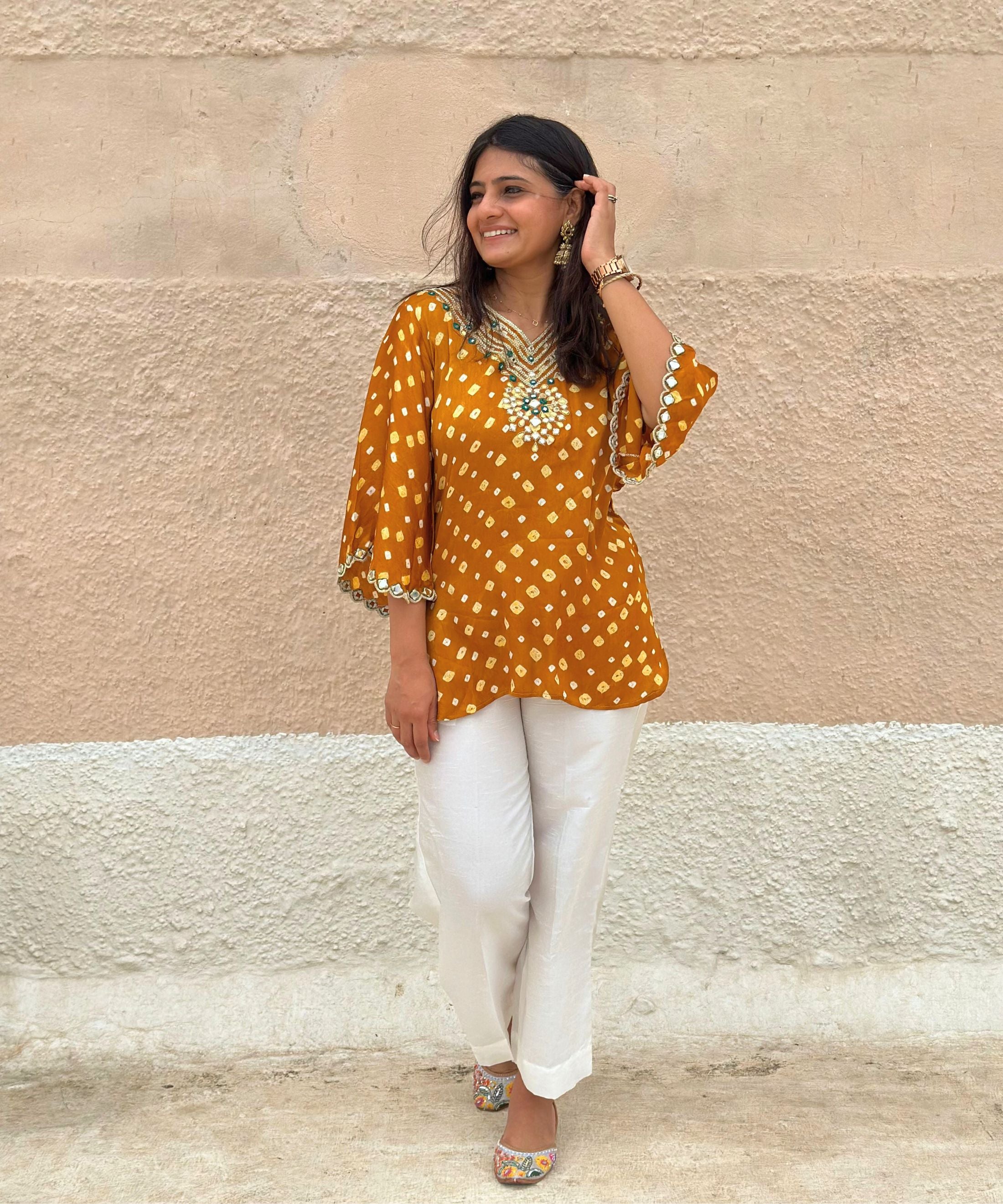 Mustard Bandhani Modal Co-ord Set