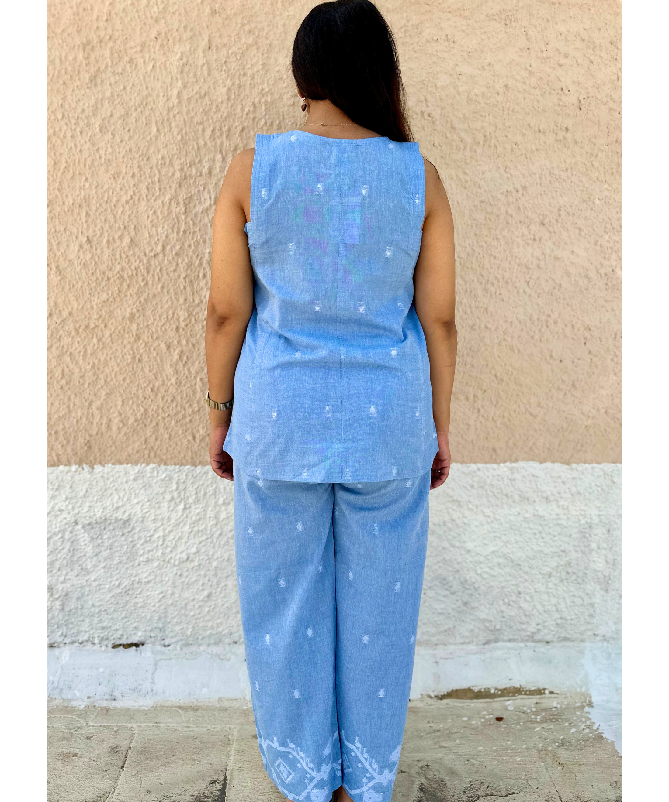 Blue Jamdani Loomed Set