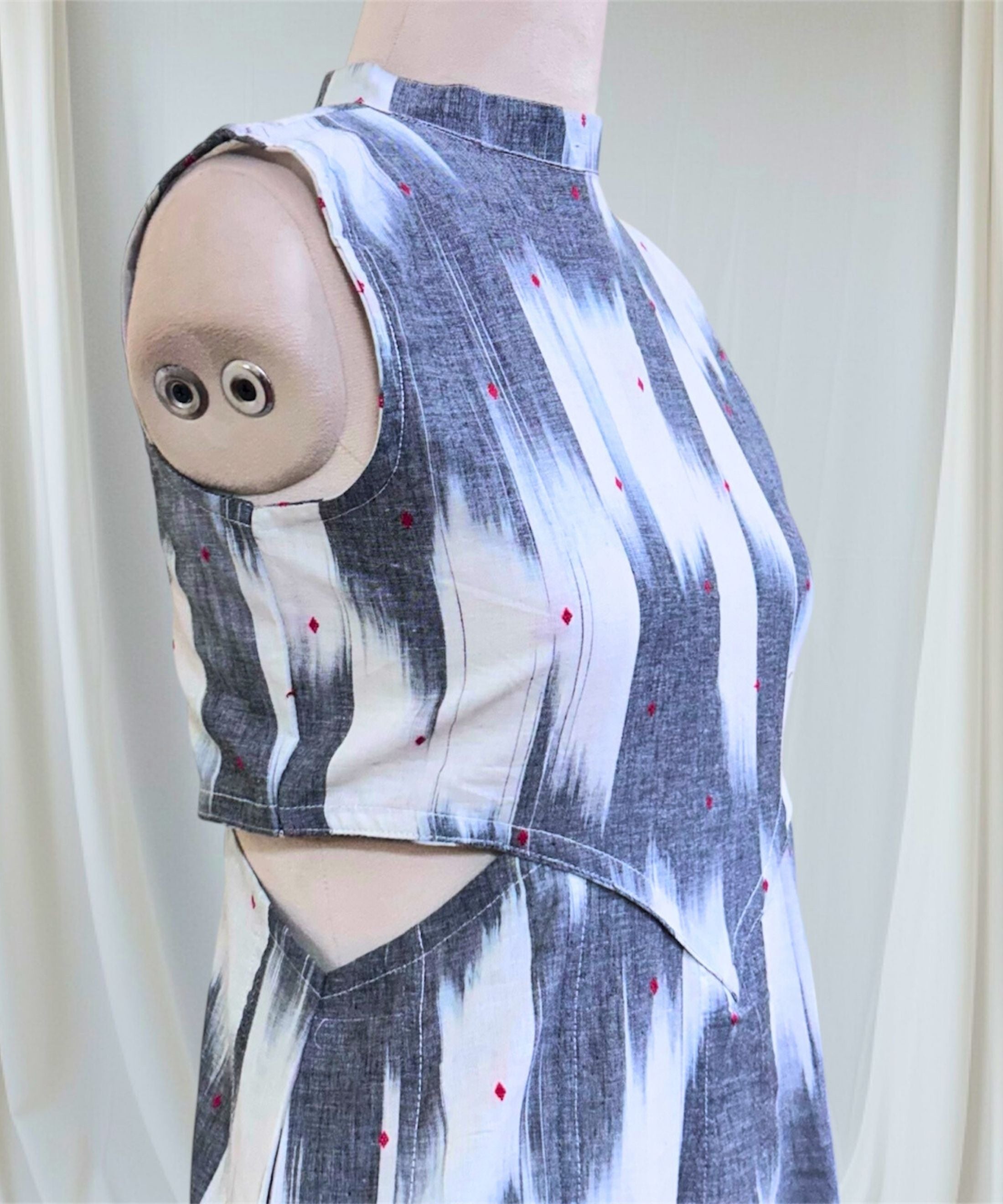 Ikat Cut Out Dress White