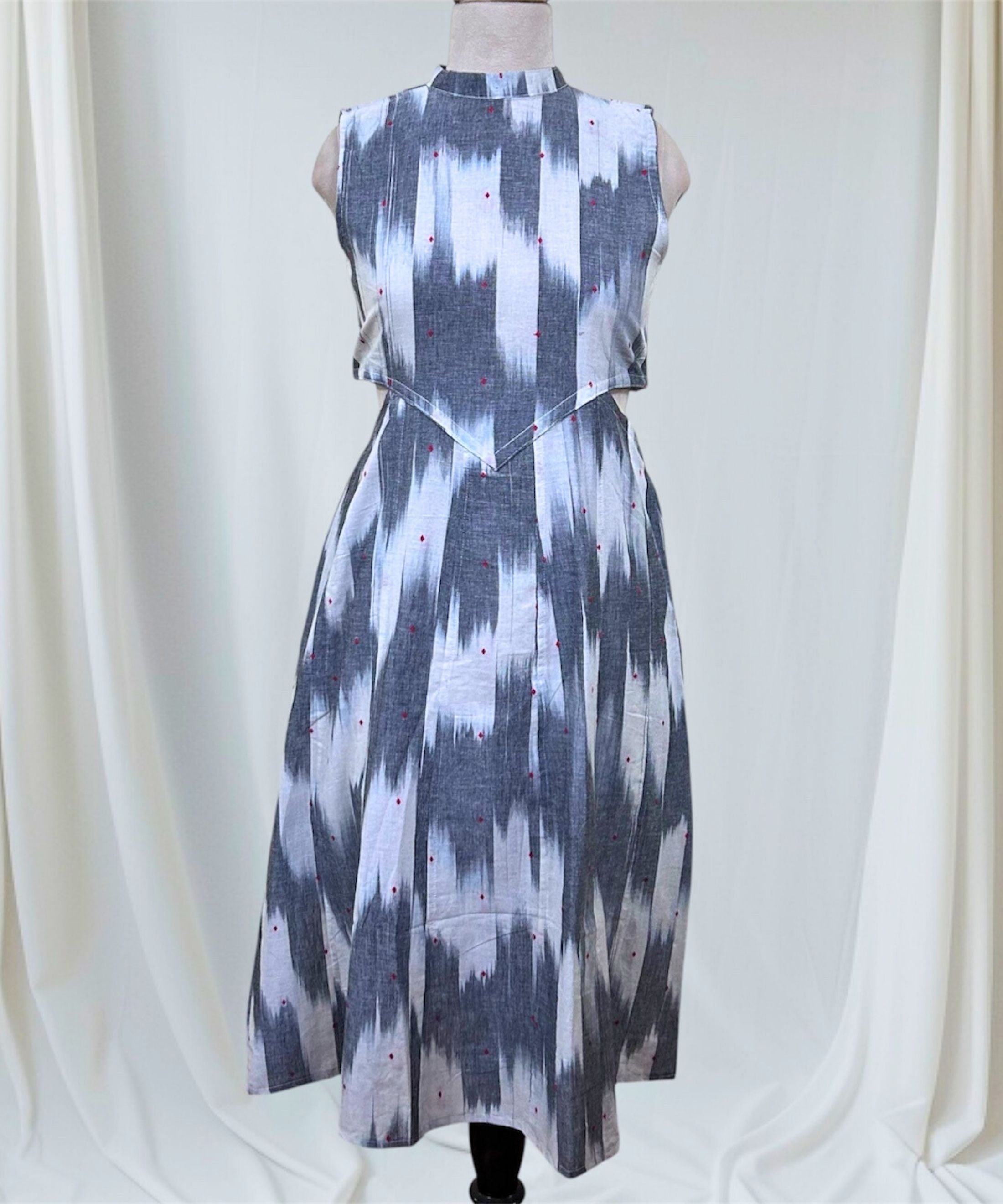 Ikat Cut Out Dress White
