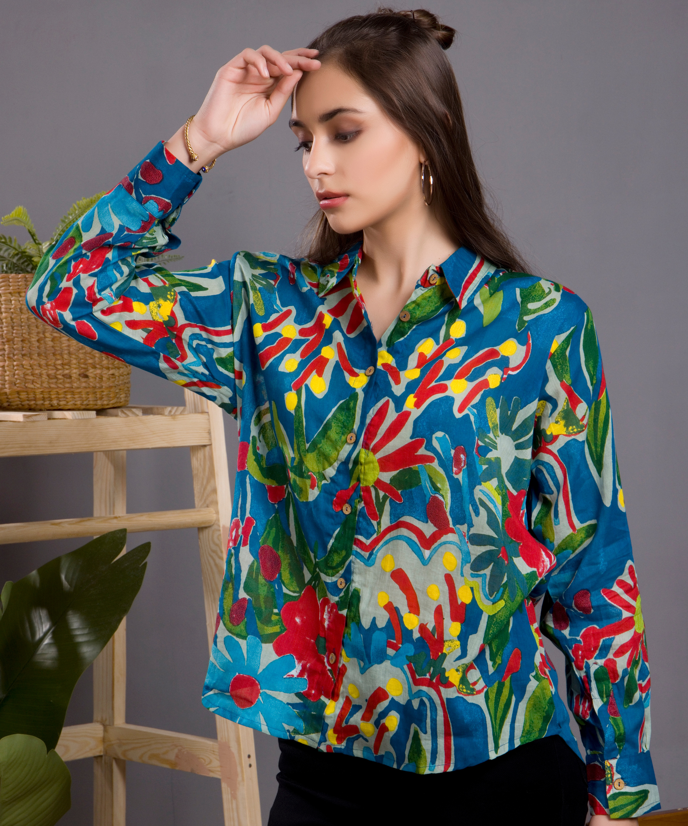 Blue Floral Splash Shirt