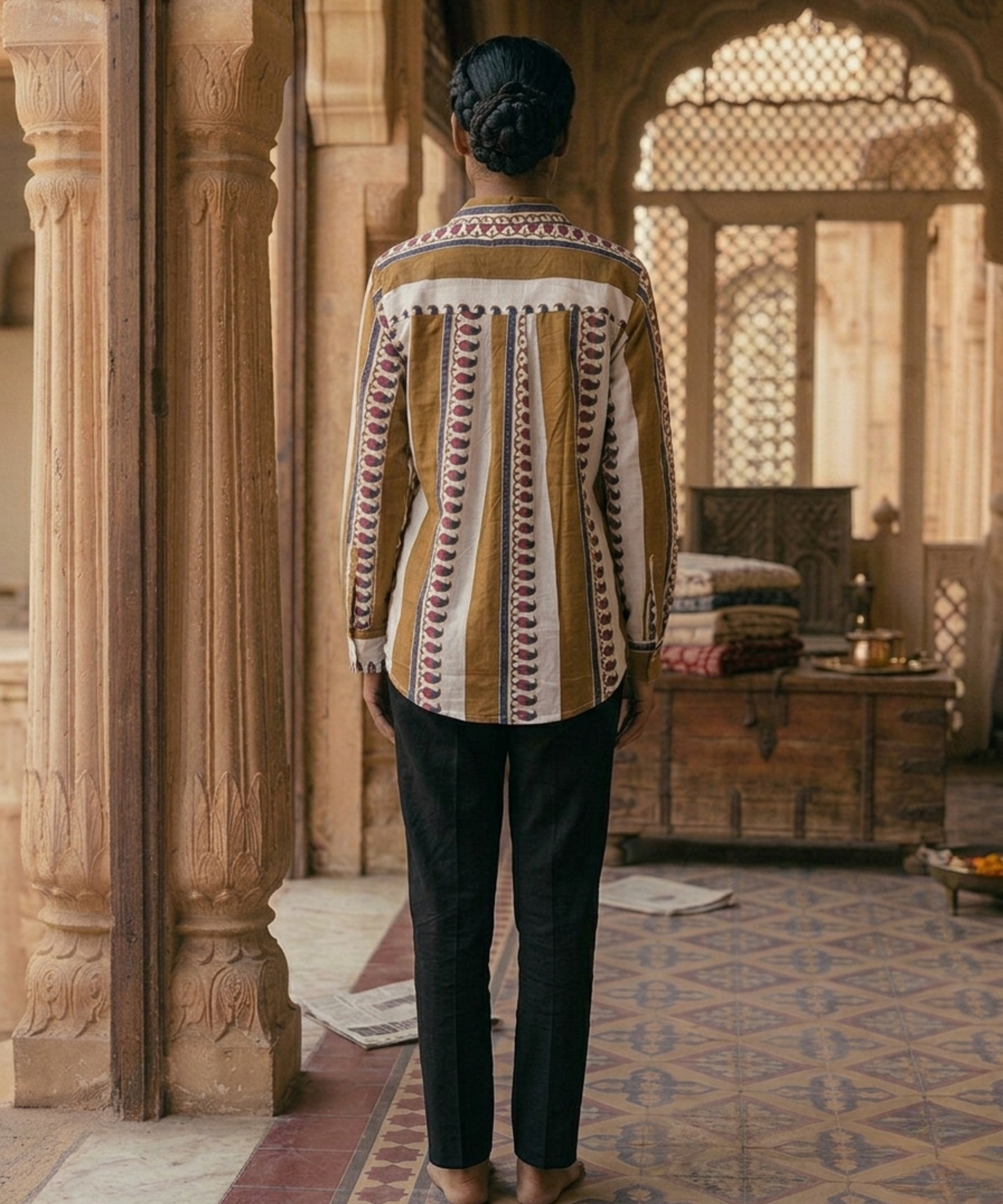 Paisley Mustard Mul Shirt