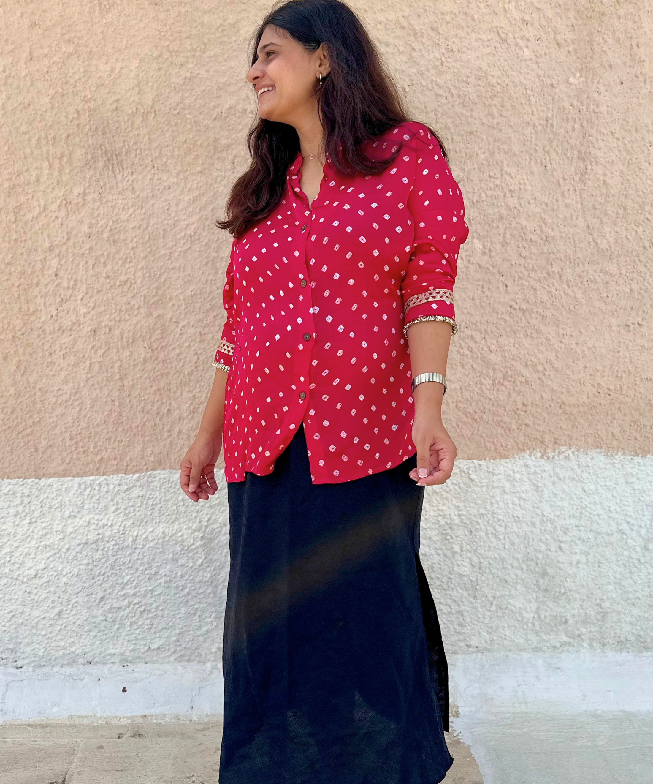 Rani Pink Bandhani Modal Shirt