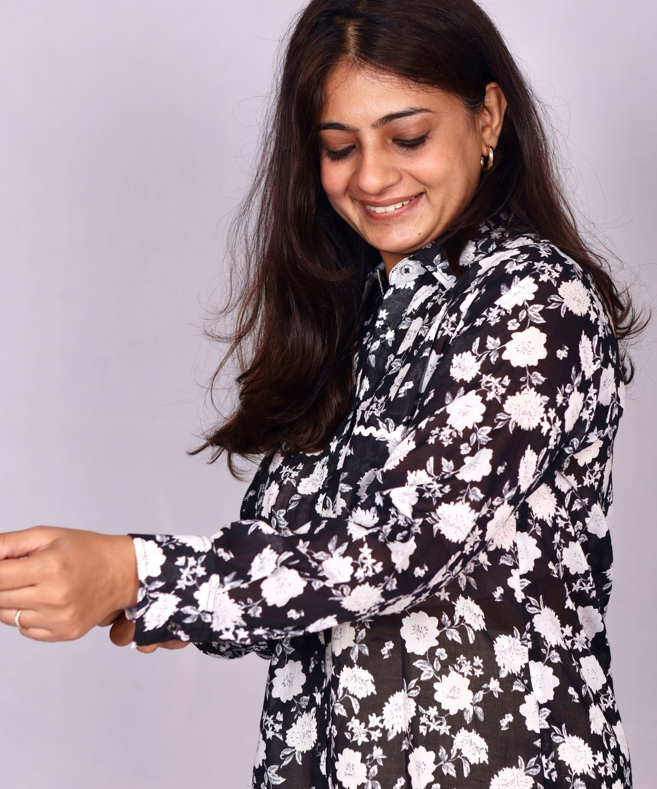 Black Floral Mul Shirt