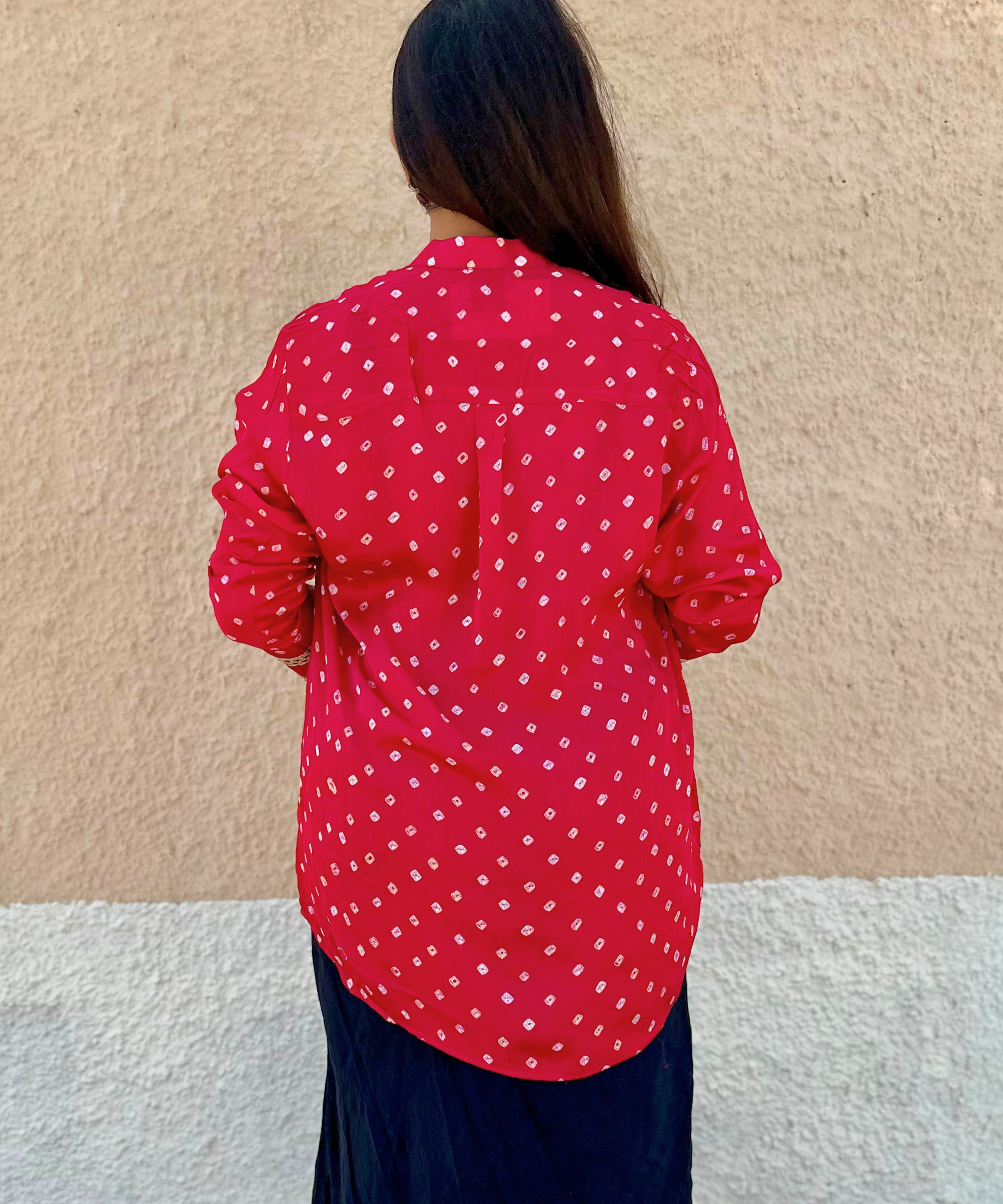 Rani Pink Bandhani Modal Shirt