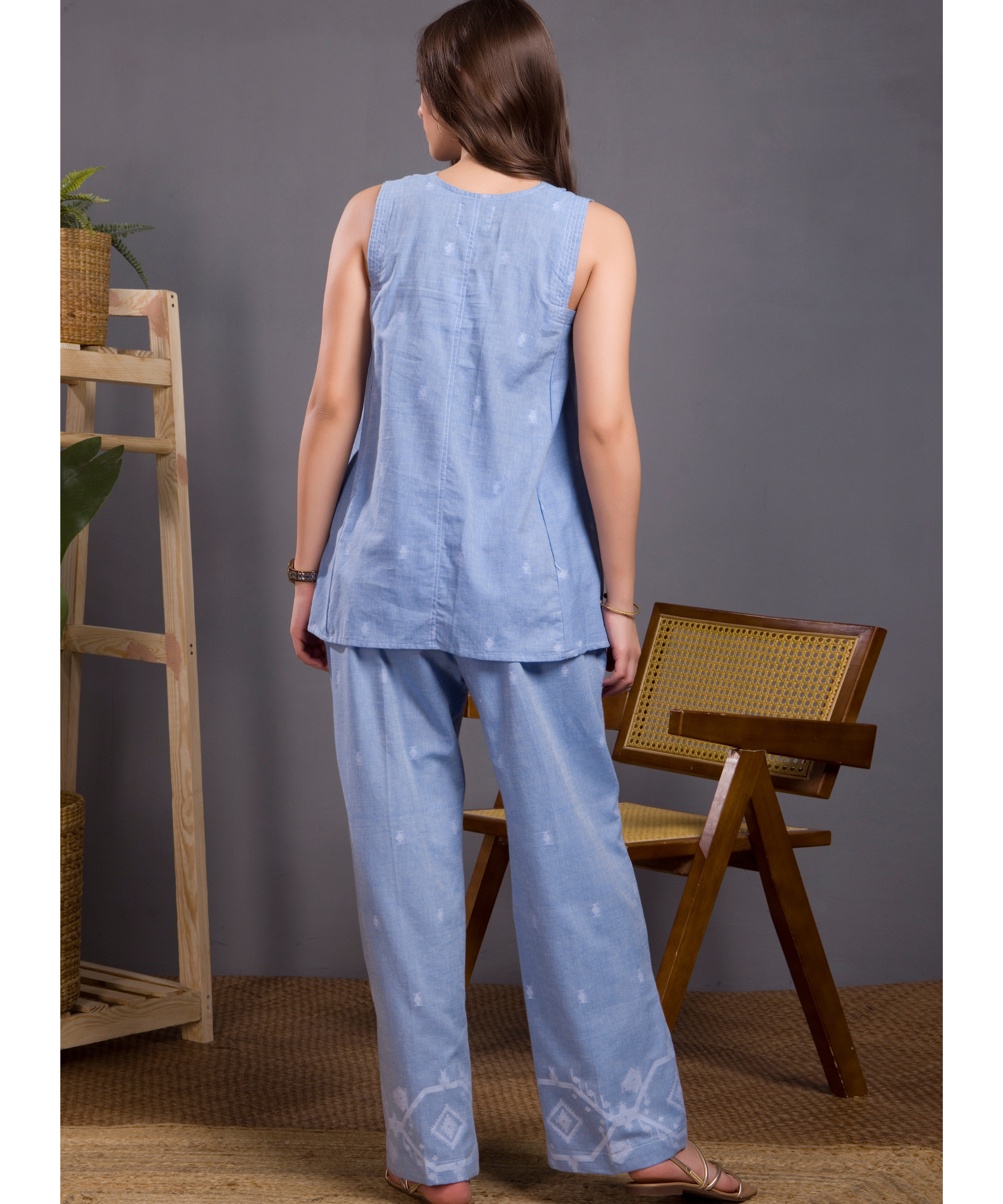 Powder Blue Jamdani Co-ord Set
