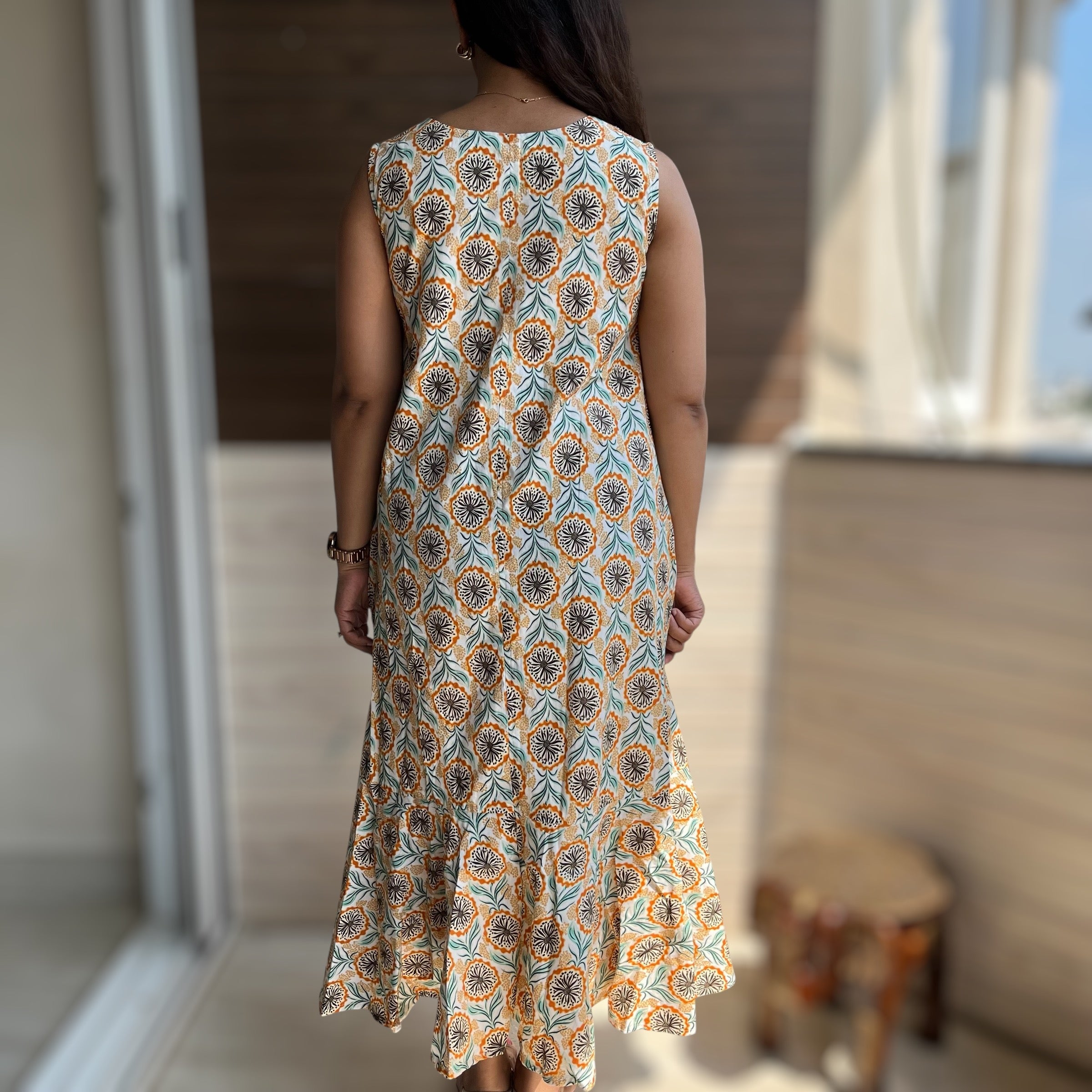 Florence Orange Printed Dress