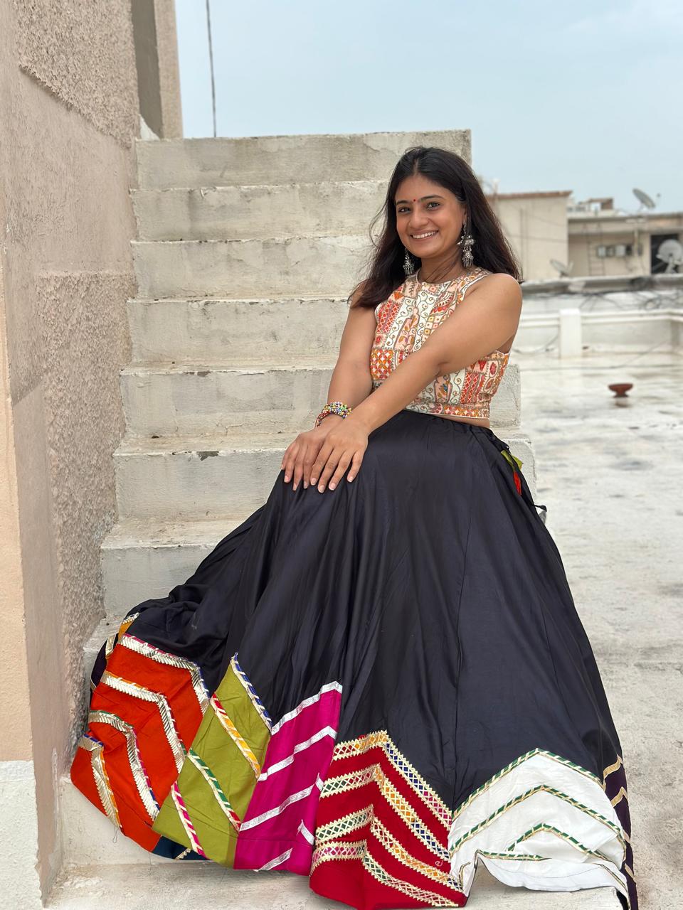 Black Gota Chaniya with Blouse