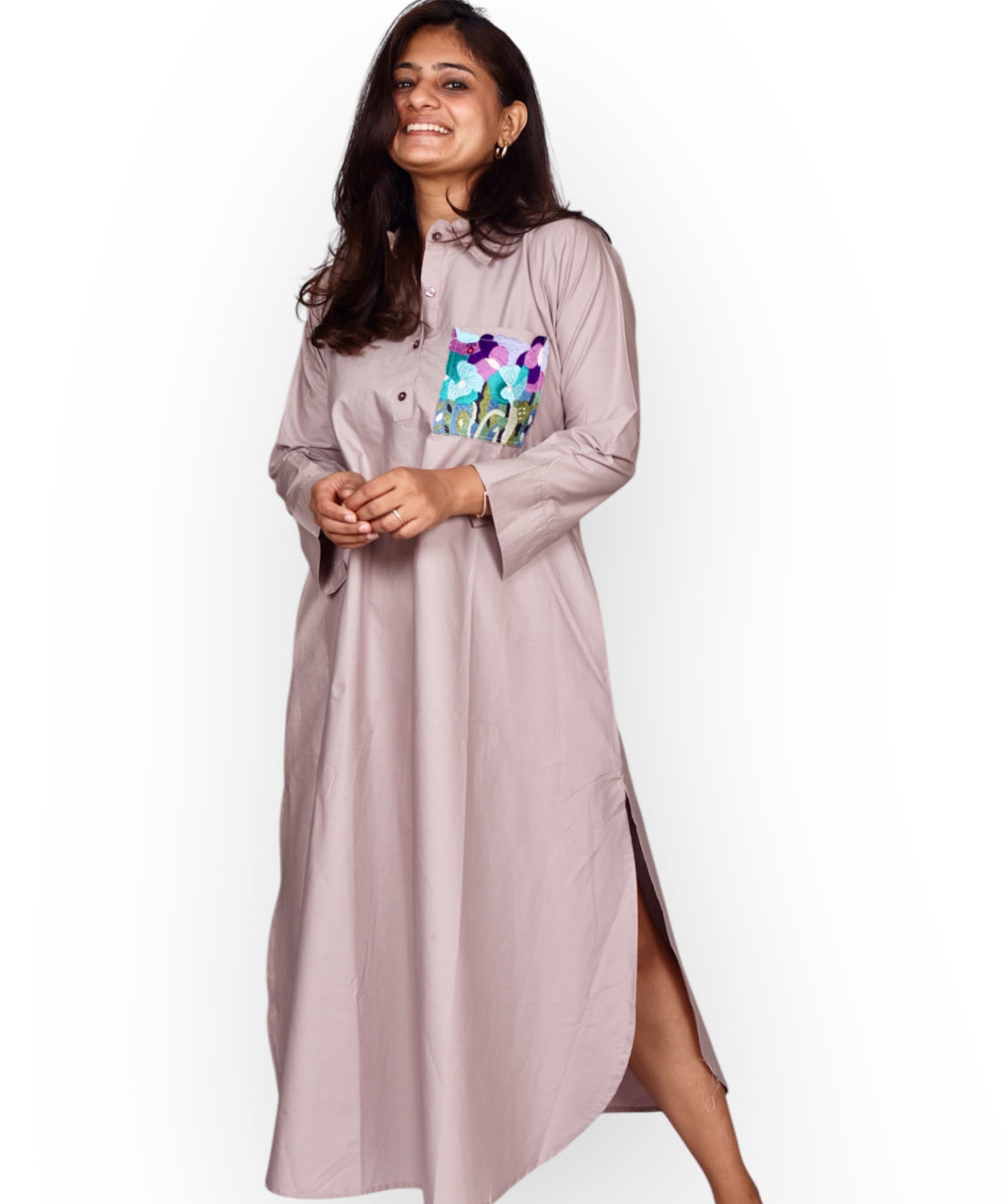 Poplin Scarlet Pocket Shirt Dress