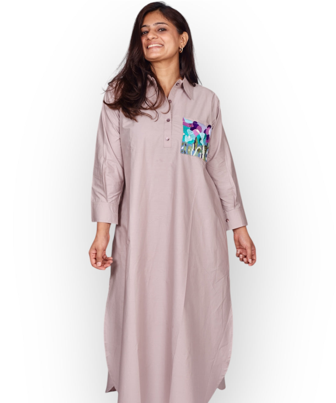 Poplin Scarlet Pocket Shirt Dress