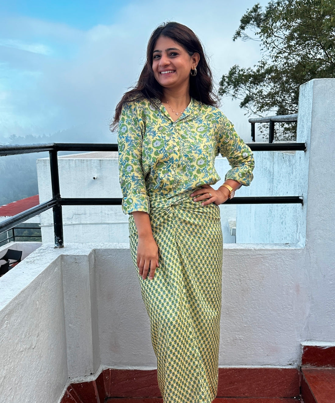 Sera Tie-Up Skirt with Shirt in Garden Glory Print