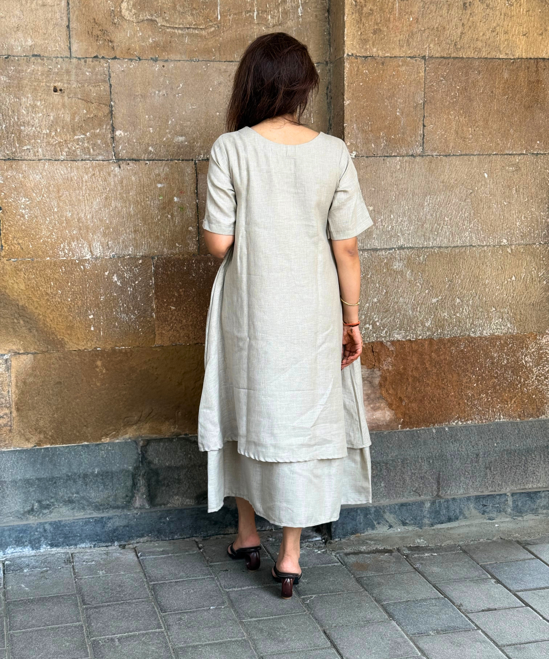 Meher Beige Linen Dress