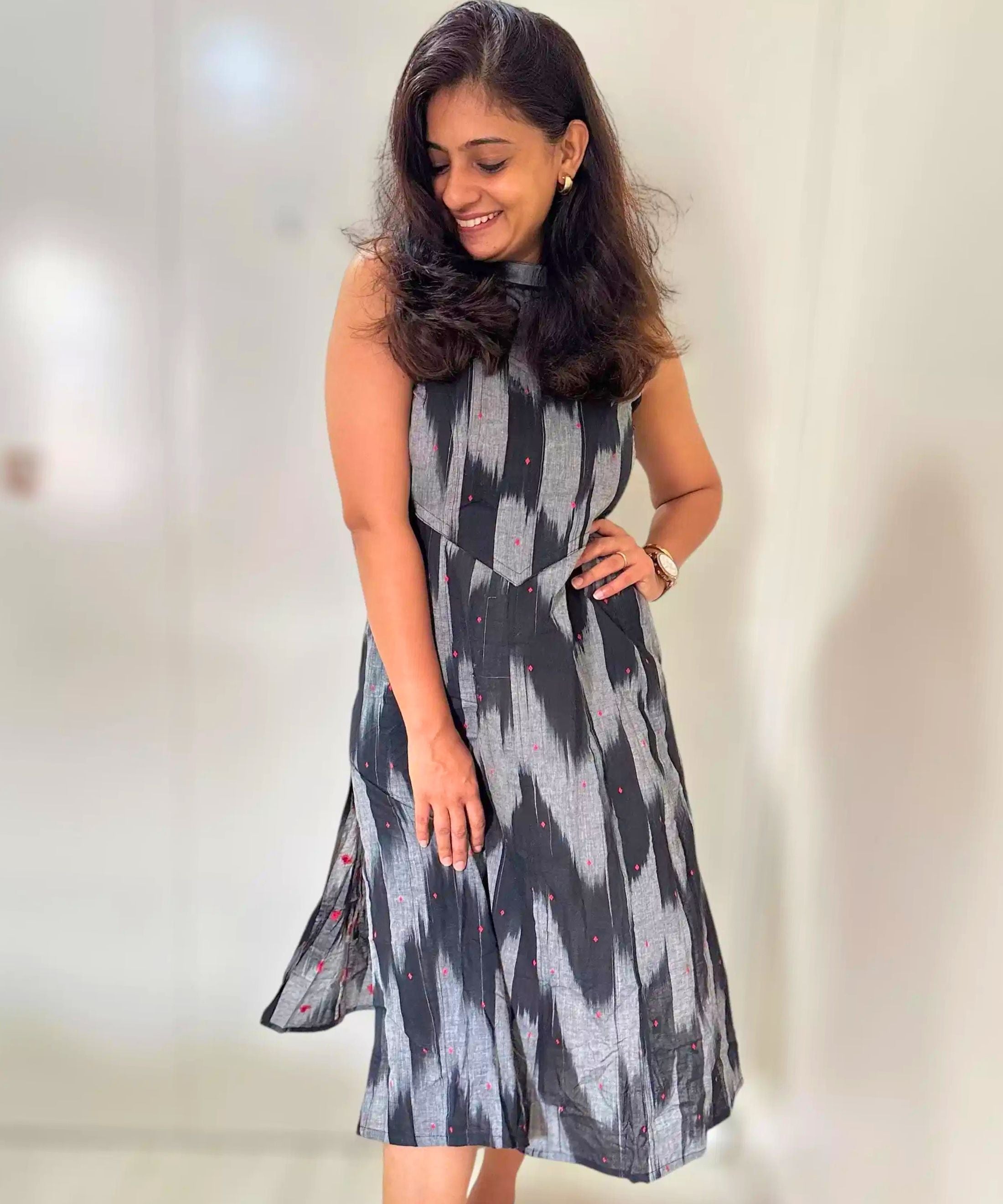 Ikat Cut Out Dress Black