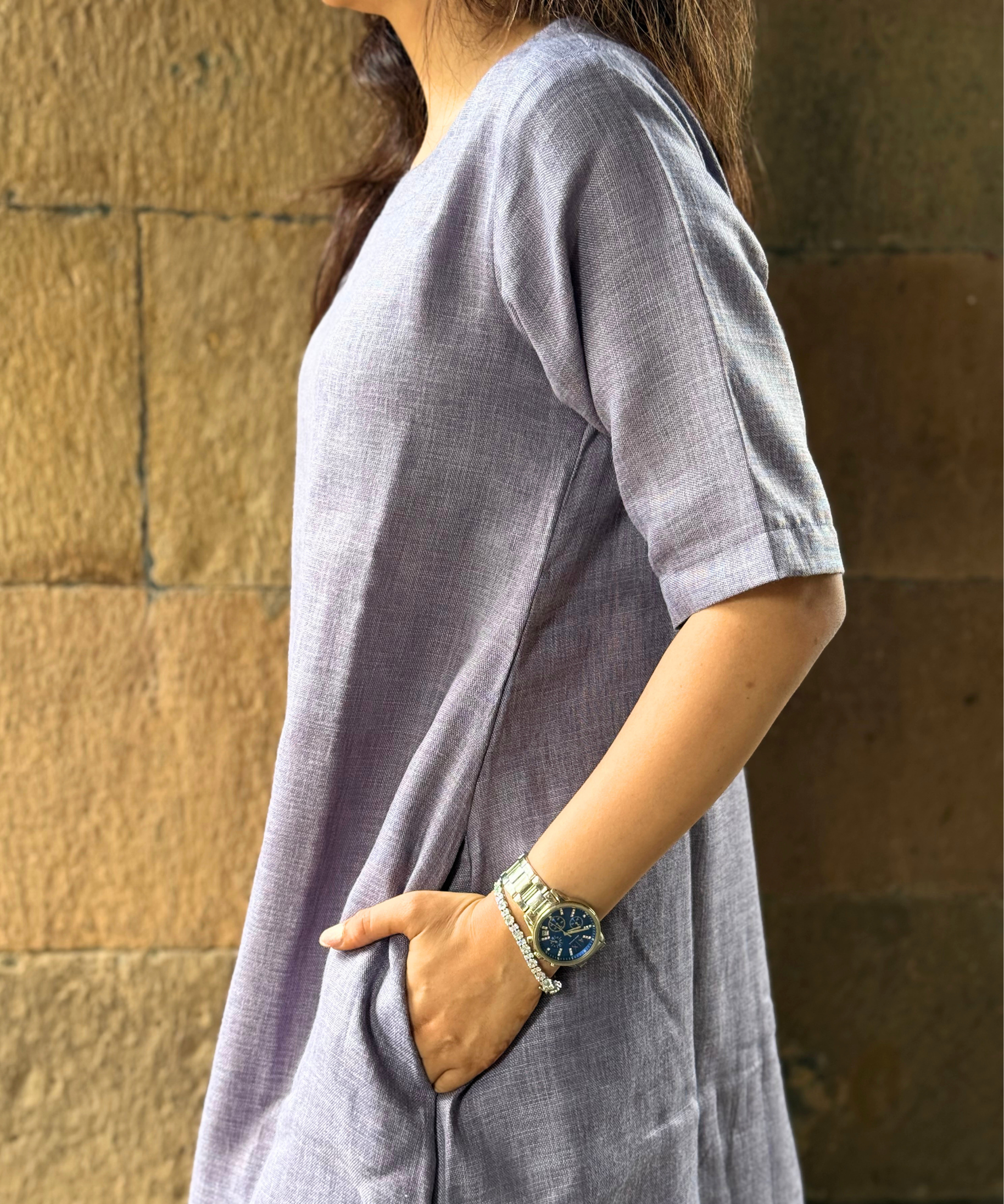 Meher Lilac Linen Dress