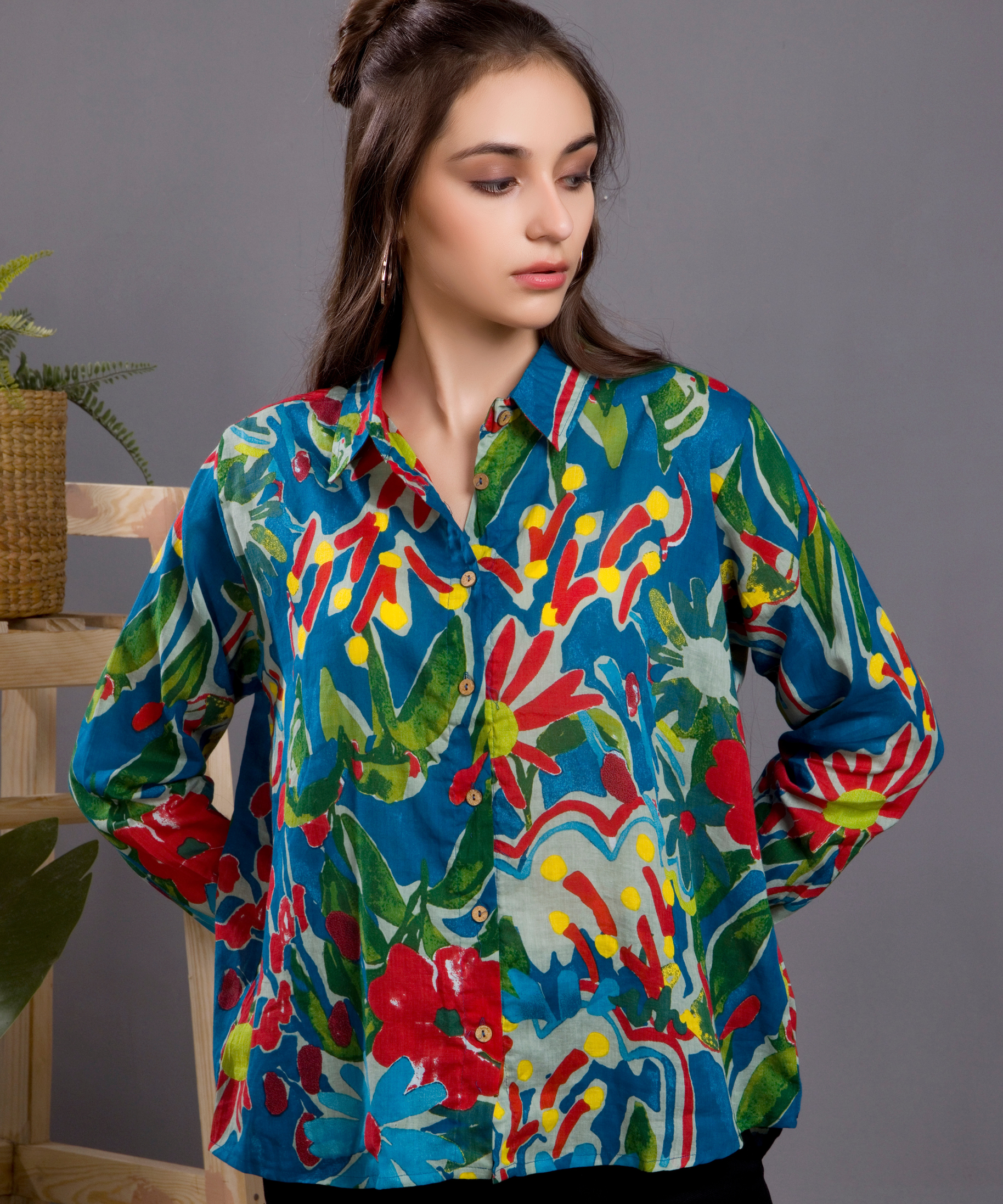 Blue Floral Splash Shirt