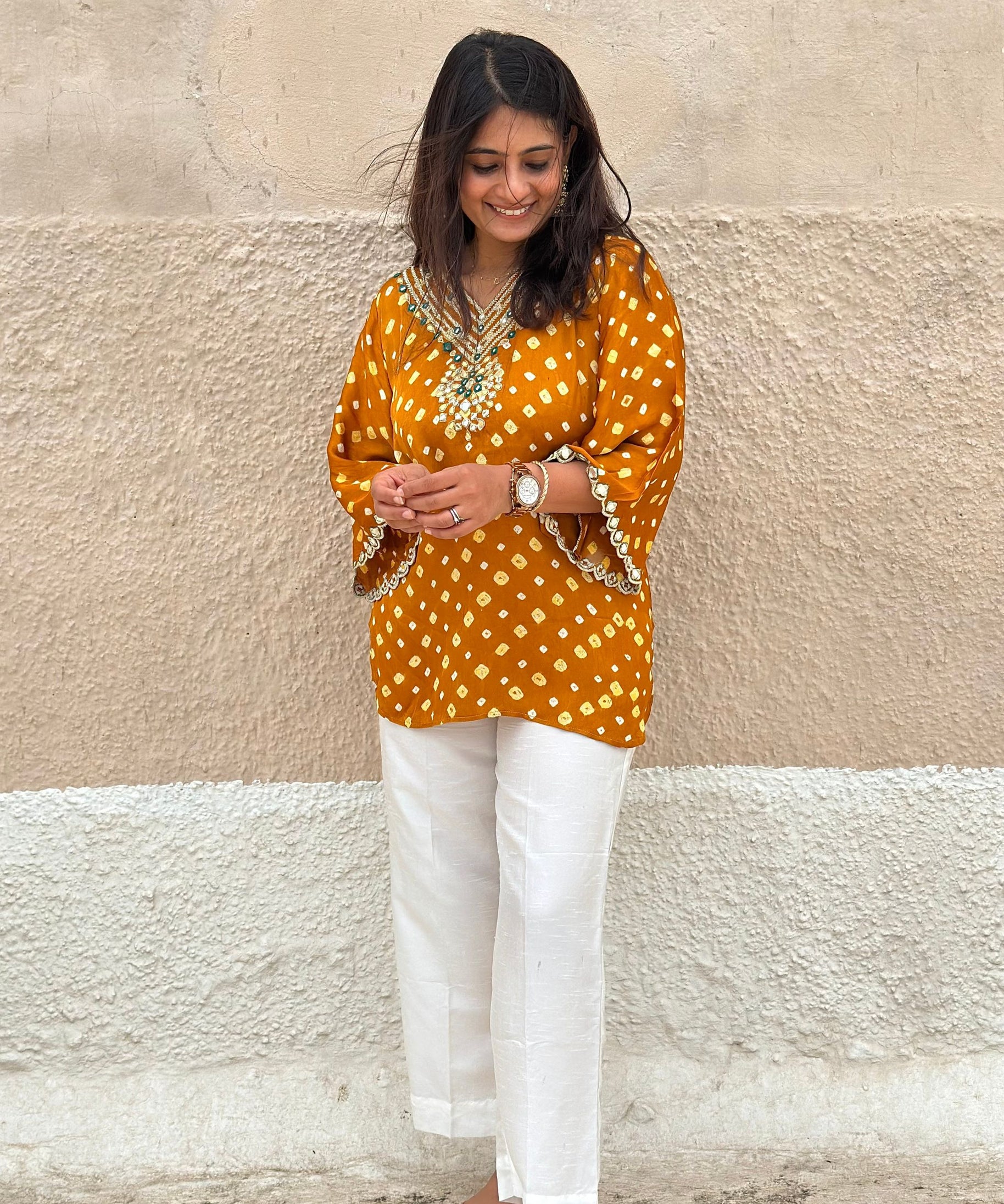 Mustard Bandhani Modal Co-ord Set