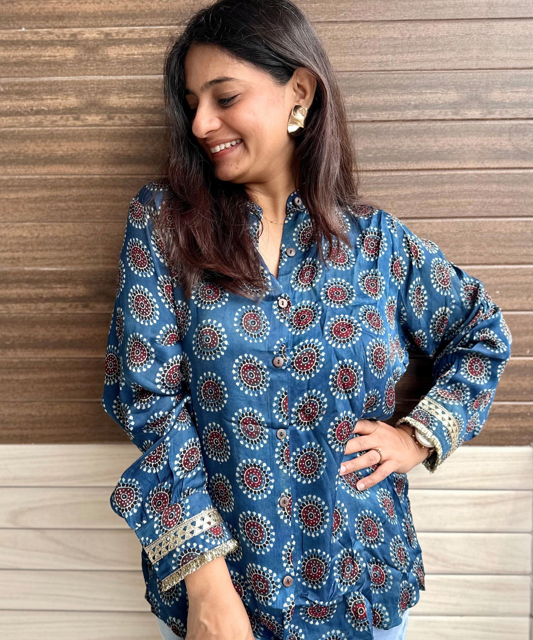 Ajrakh Modal Shirt Blue