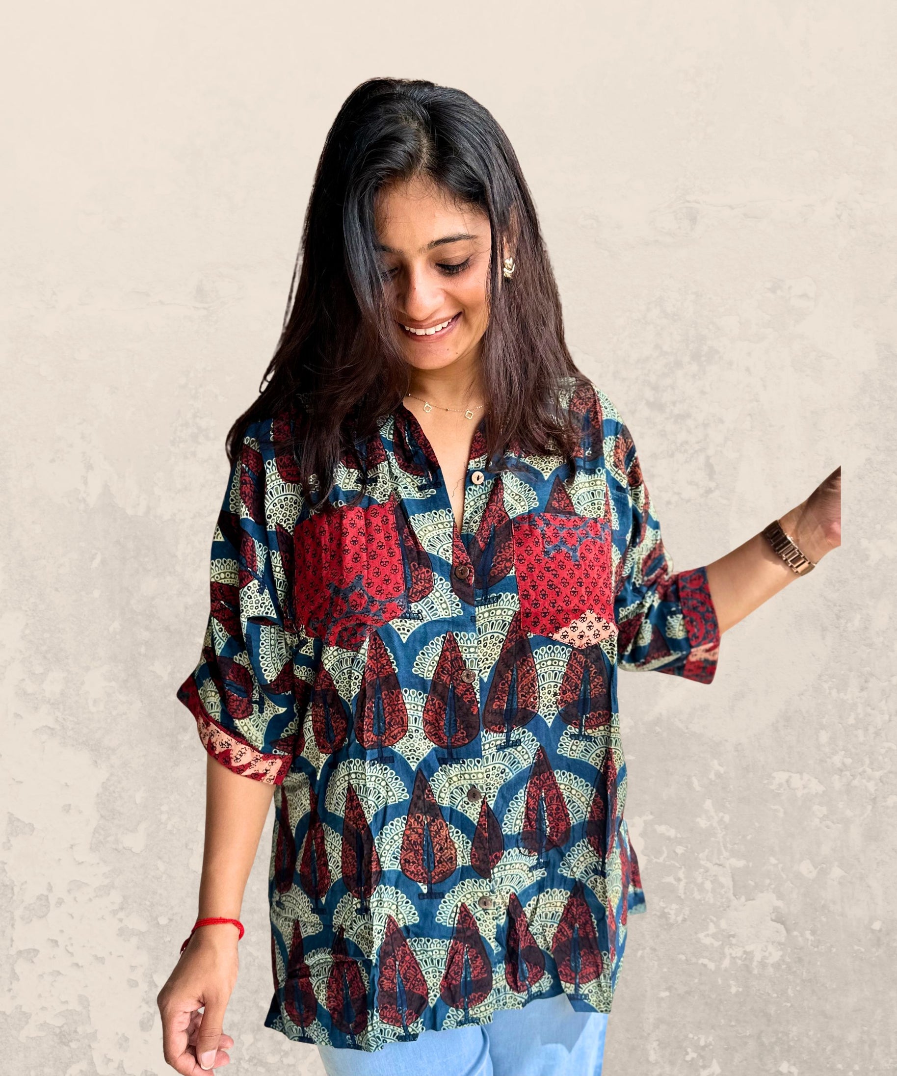 Ajrakh oversized pocket shirt