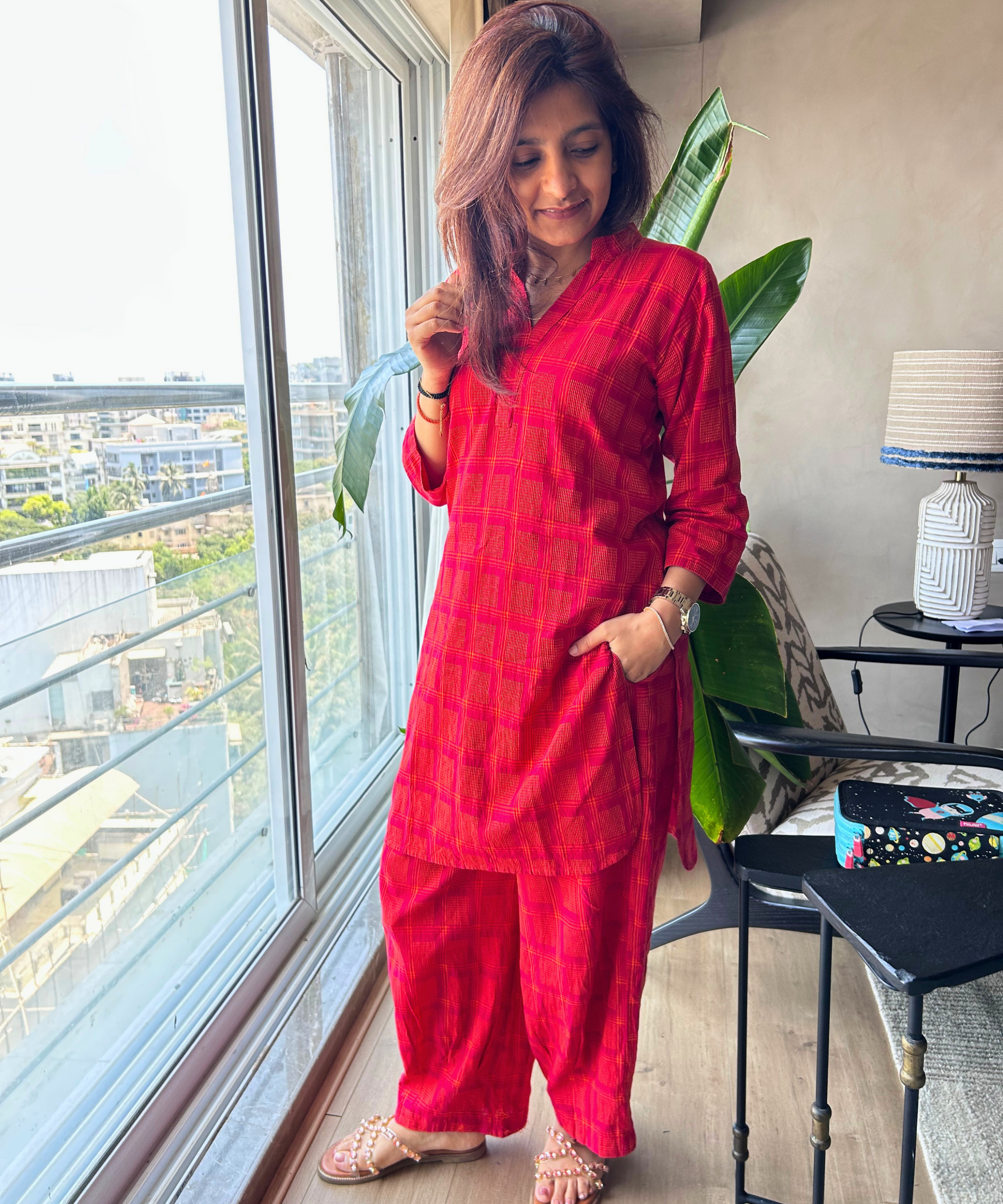 Saffron-Rose Jamdani Set