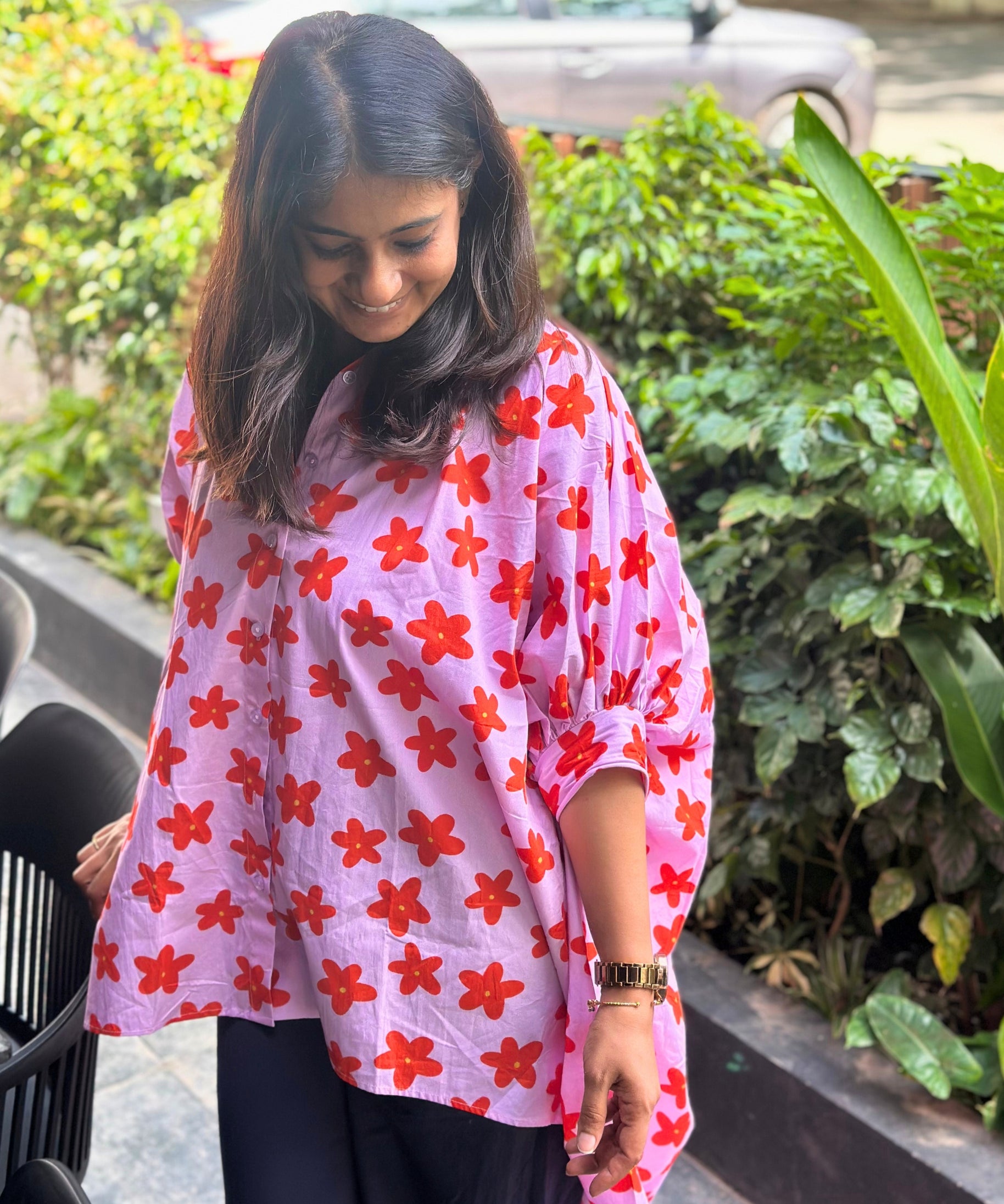 Pink Floral Drama Shirt