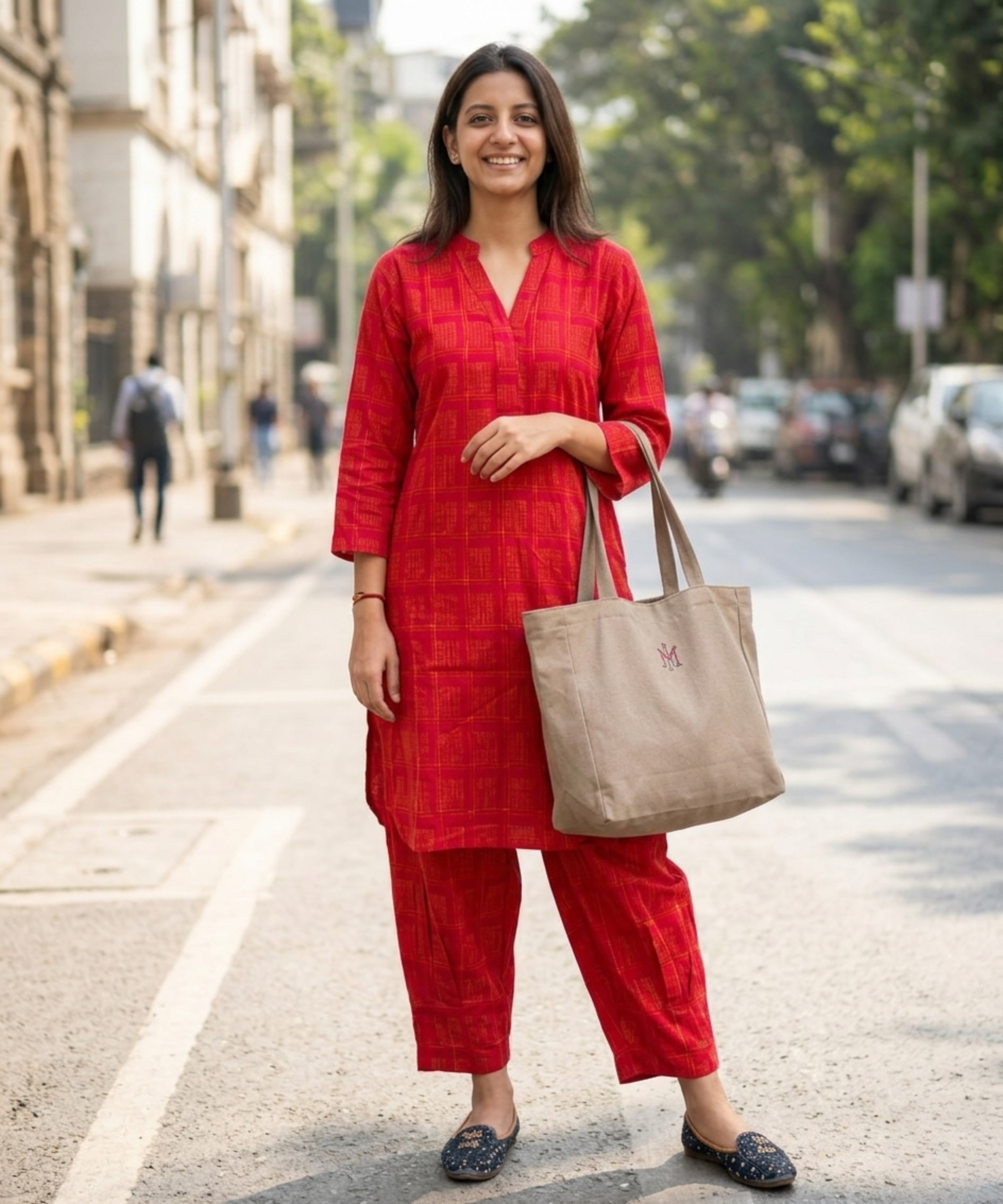 Saffron-Rose Jamdani Set