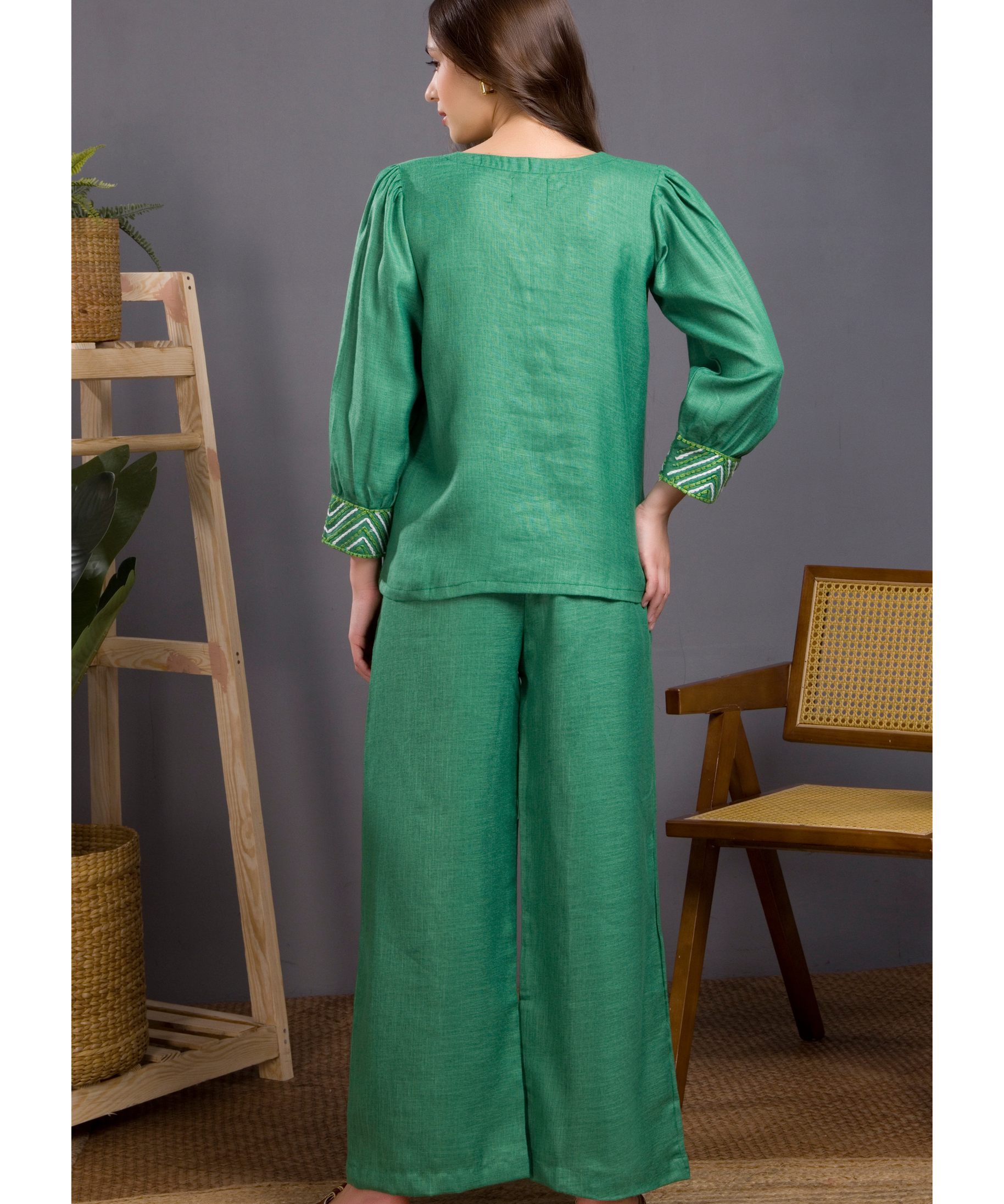 Green Linen Co-ord Set