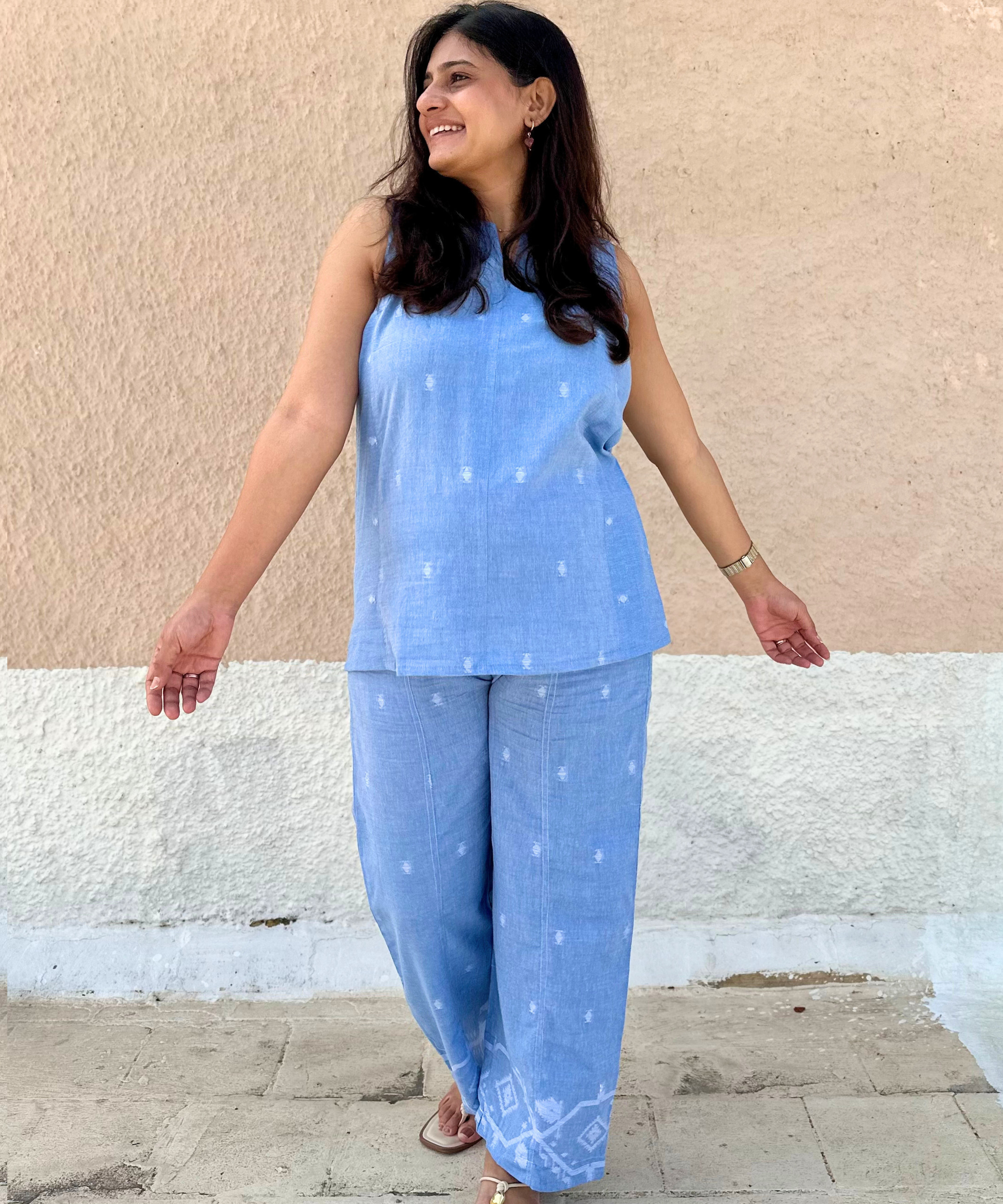 Blue Jamdani Loomed Set