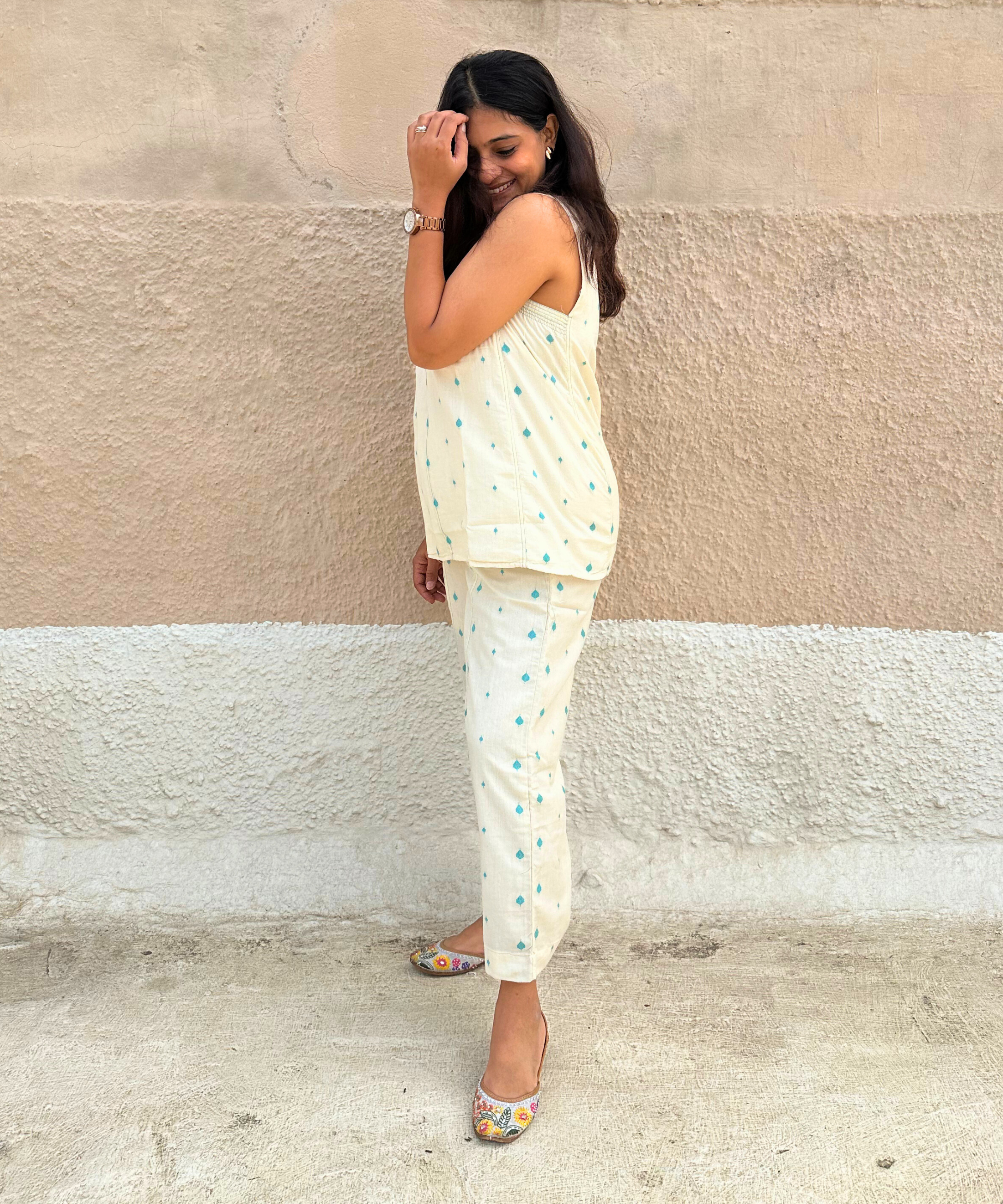 White Jamdani Loomed Set