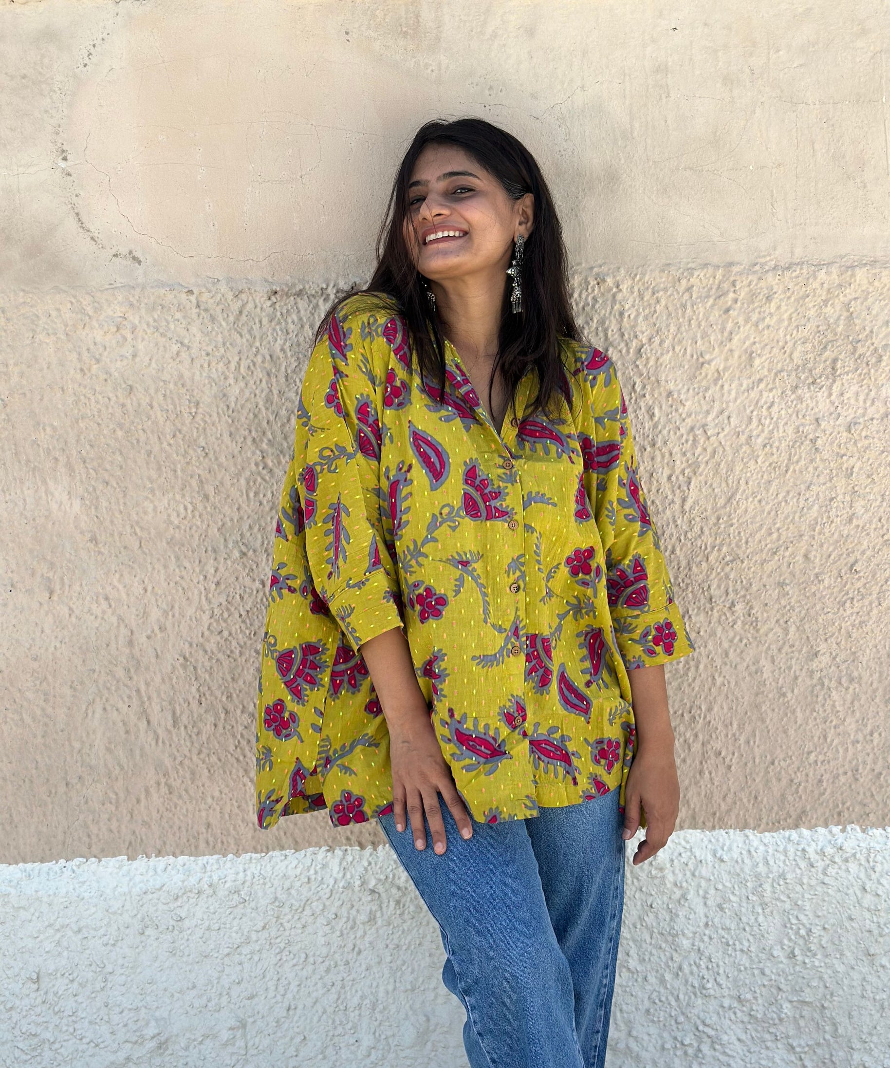 Yellow Floral Doby Shirt