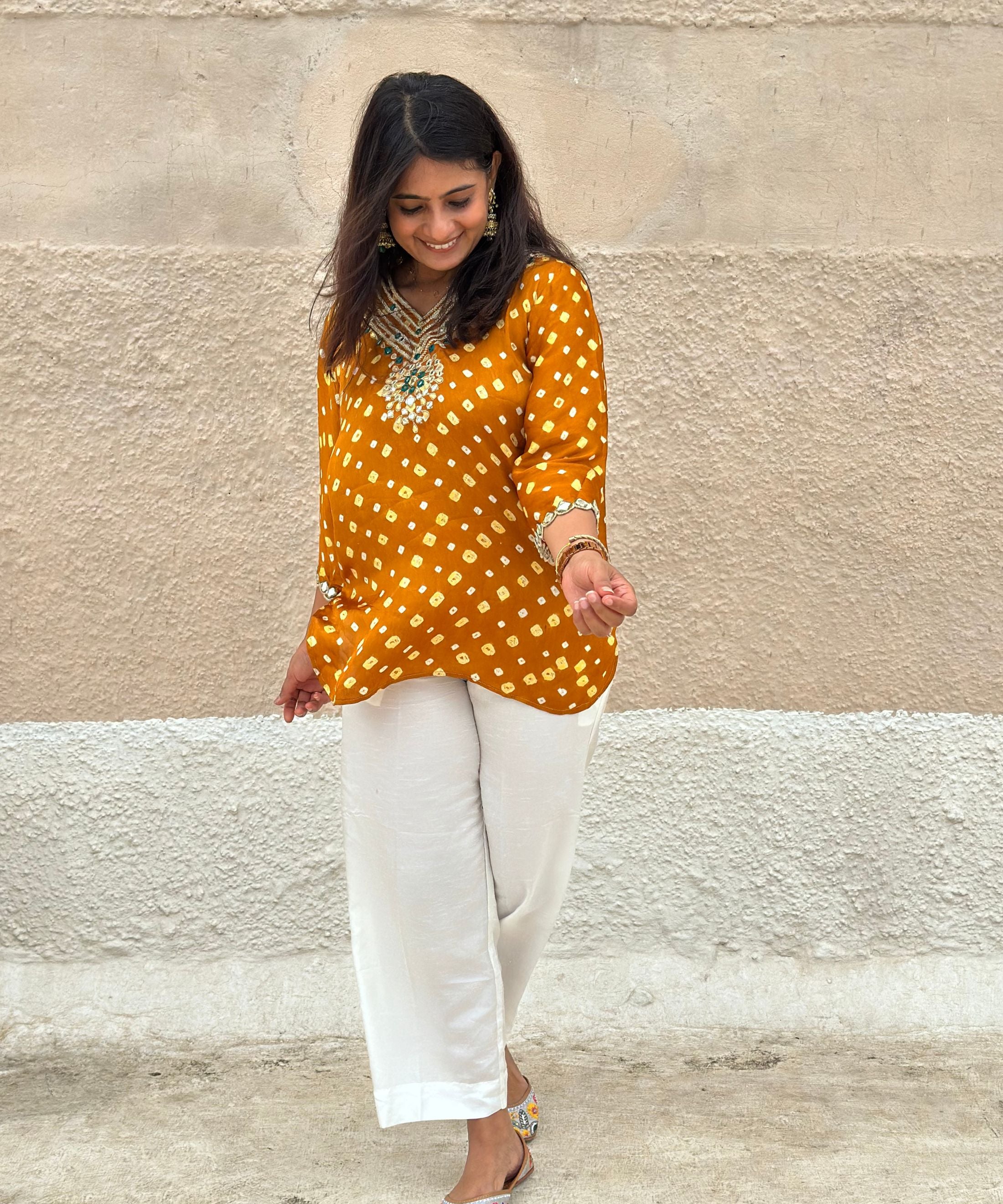 Mustard Bandhani Modal Co-ord Set