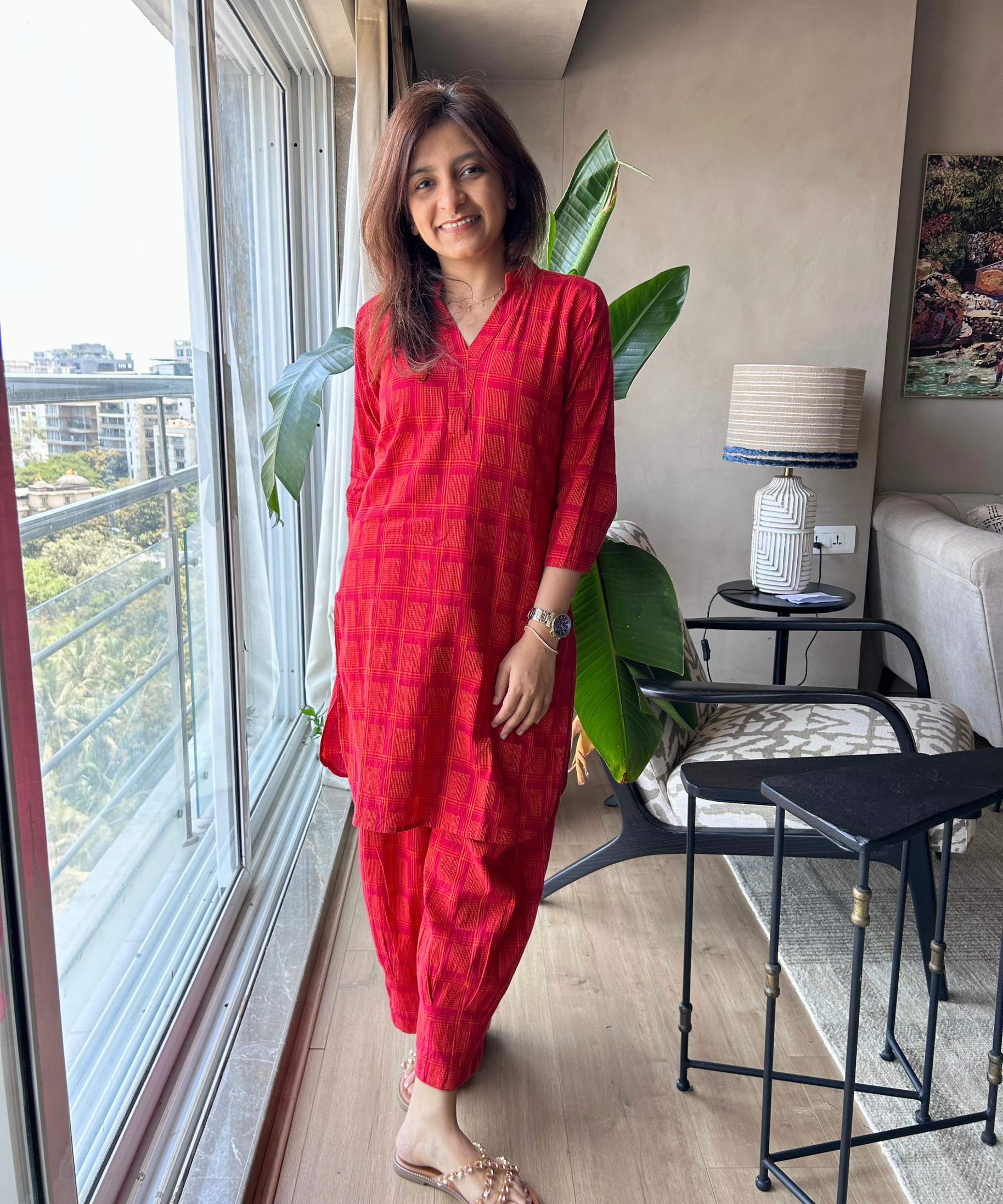 Saffron-Rose Jamdani Set