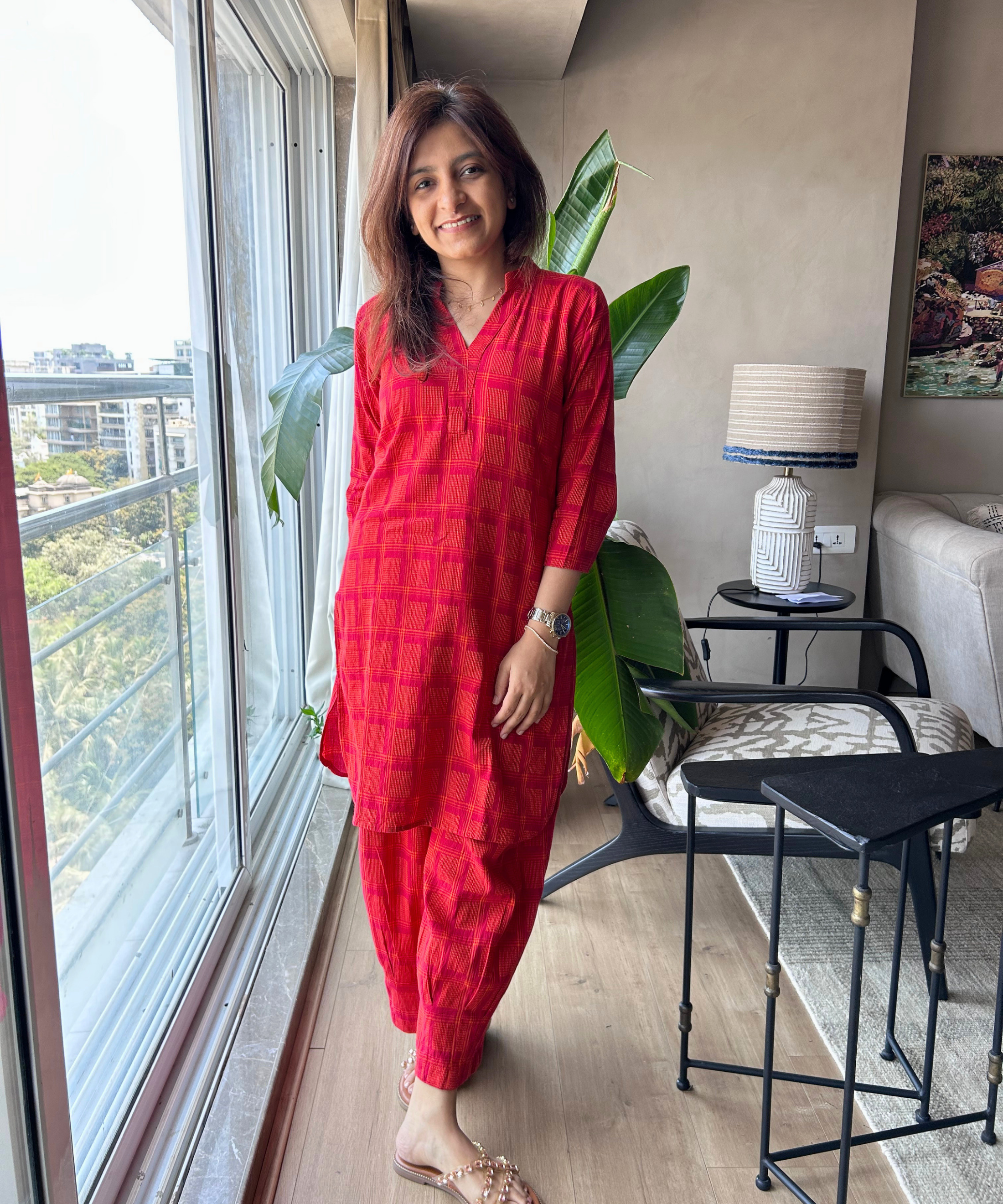 Saffron-Rose Jamdani Set