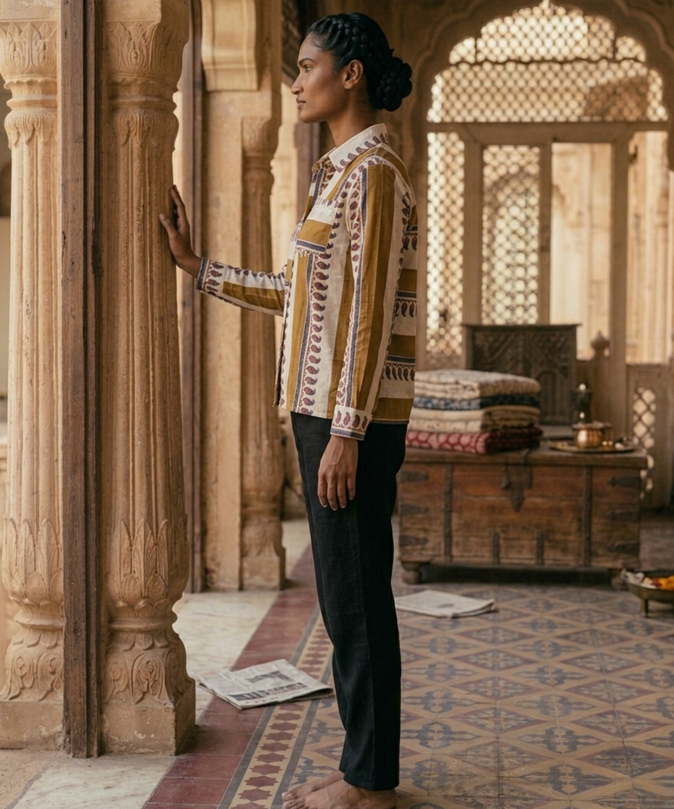 Paisley Mustard Mul Shirt