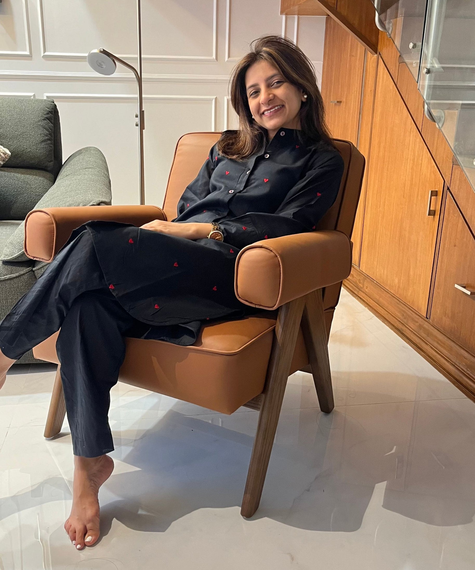 Black Cotton Heart Co-ord Set