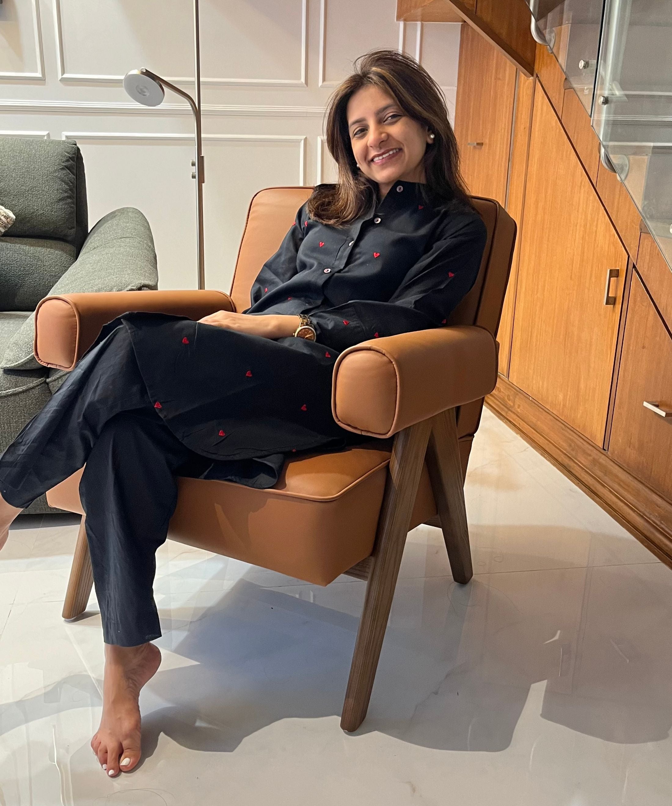 Black Cotton Heart Co-ord Set