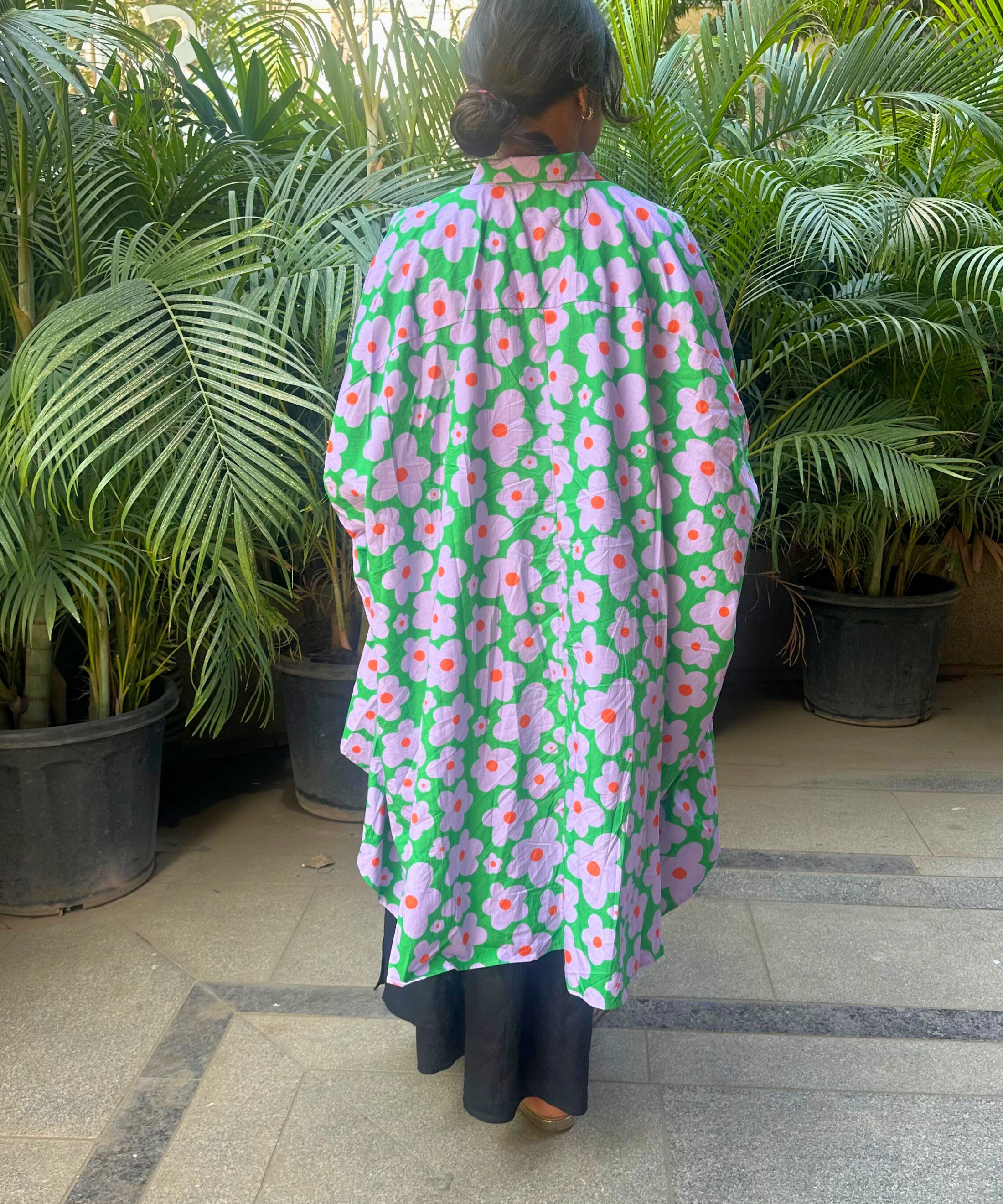 Green Floral Drama Shirt