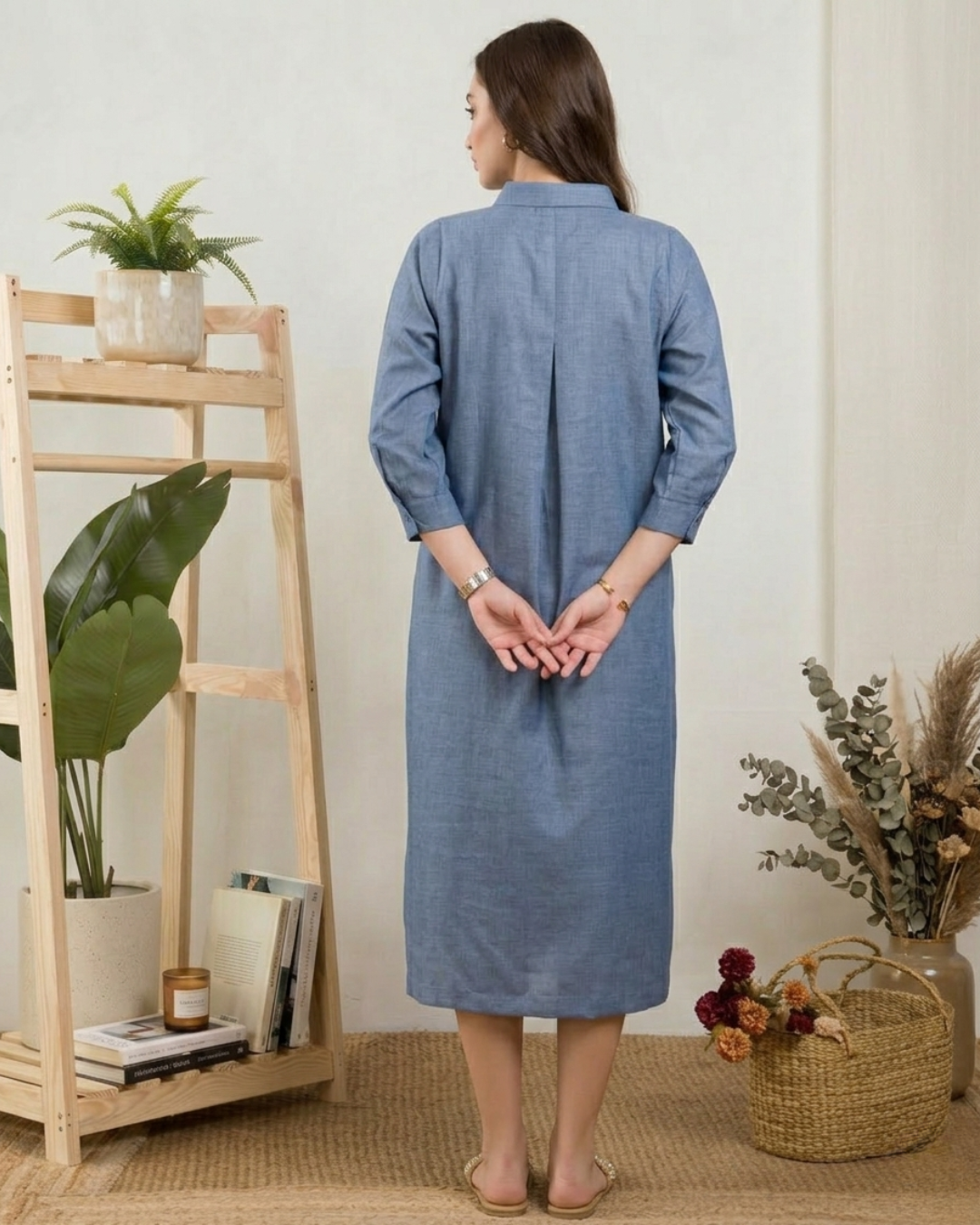 Blue Linen Shirt Dress