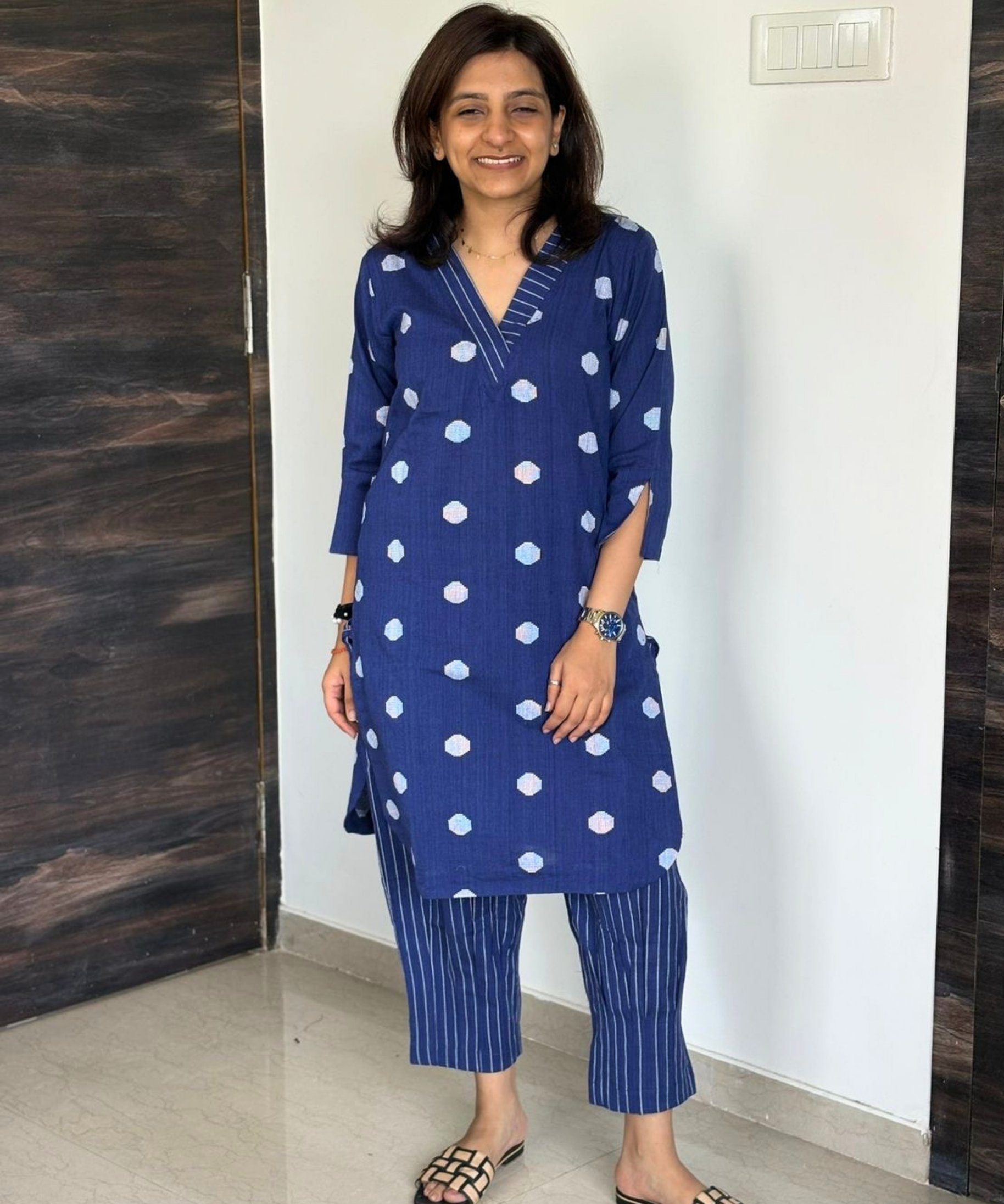 Polka Jamdani Kurta Set
