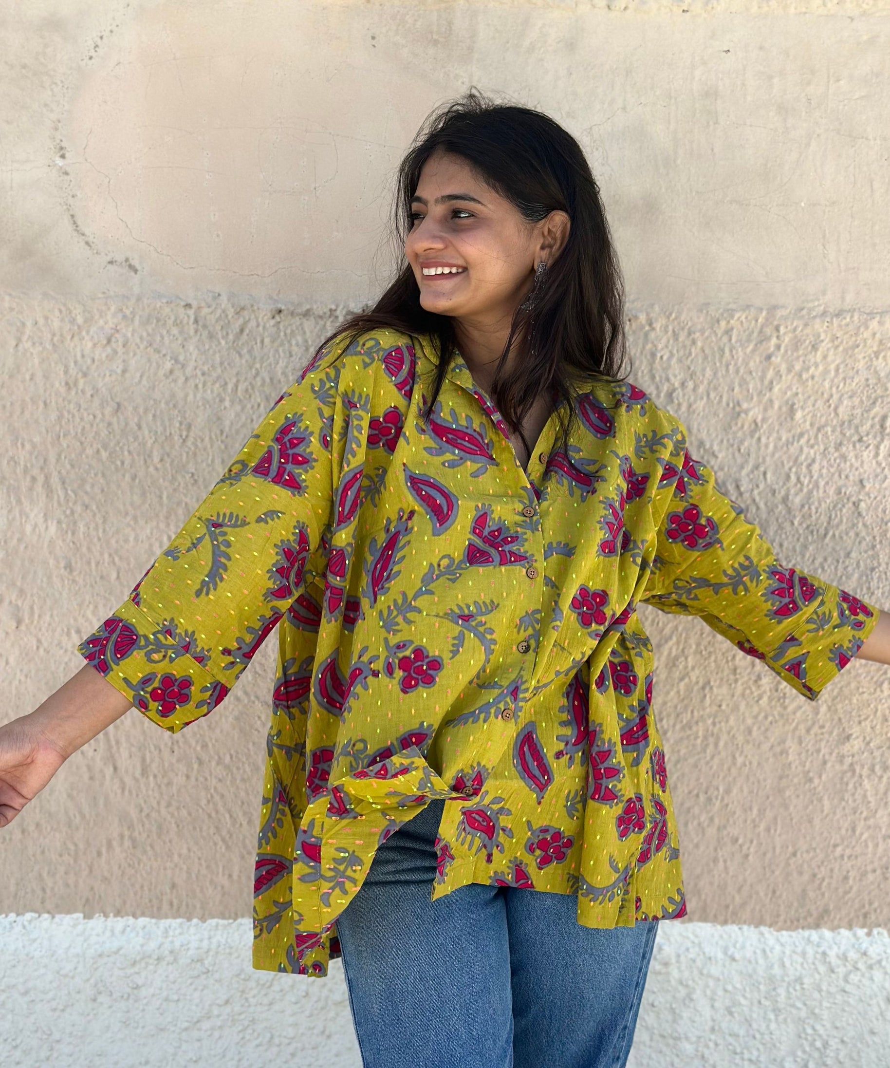 Yellow Floral Doby Shirt