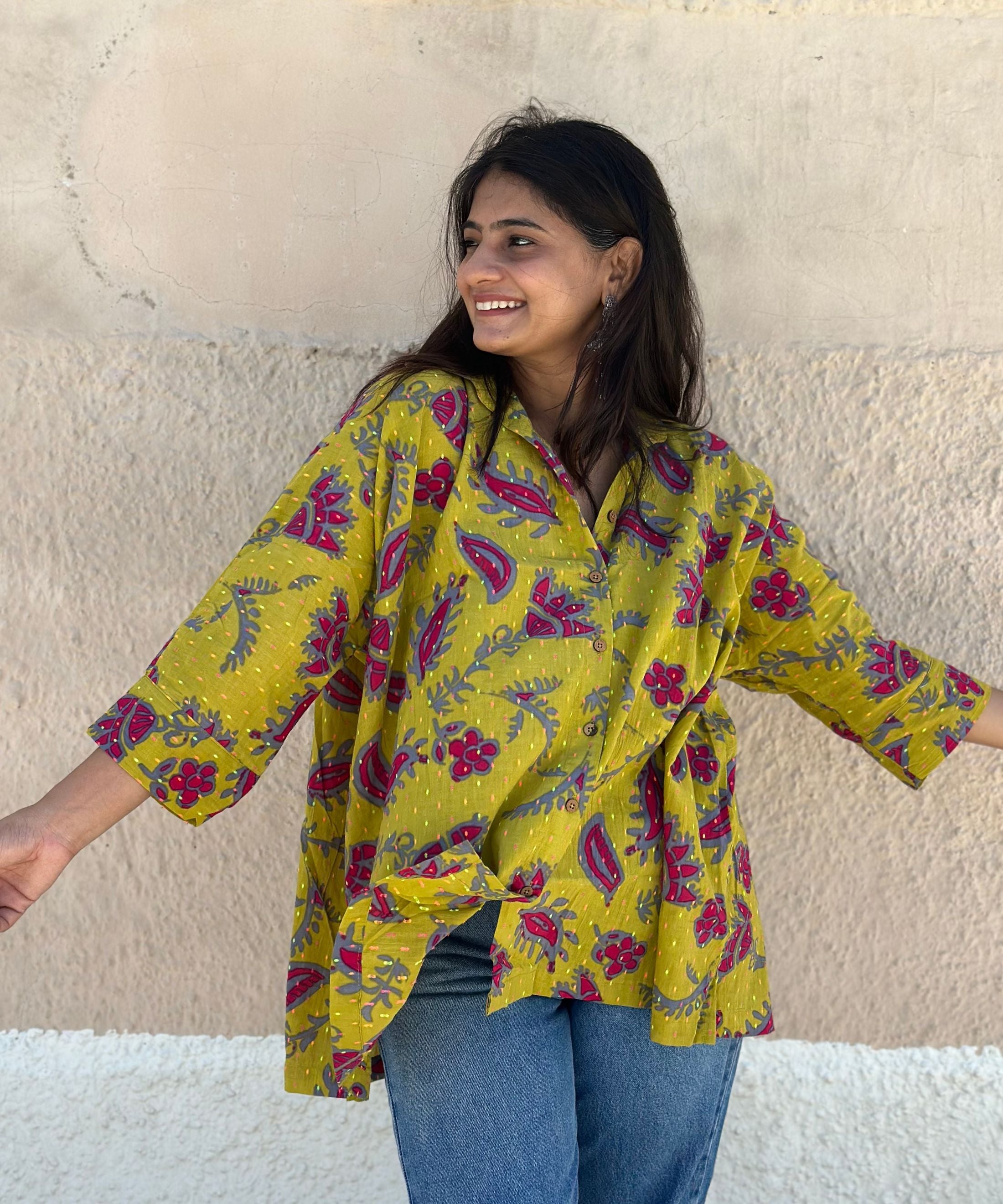 Yellow Floral Doby Shirt