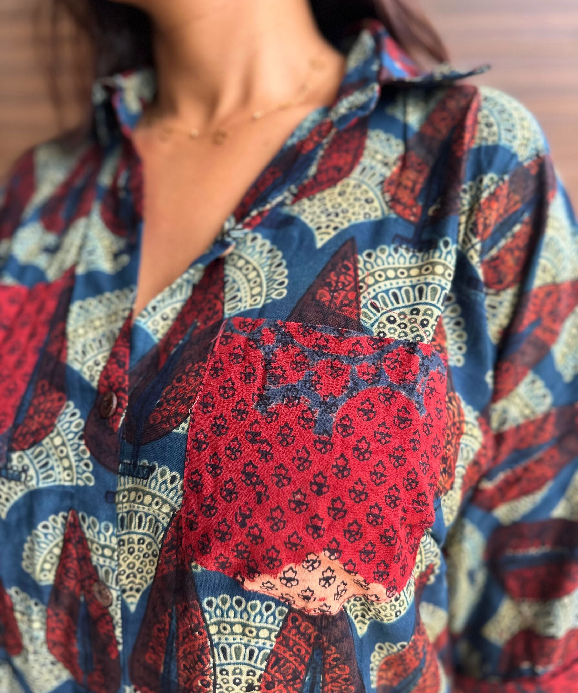 Ajrakh oversized pocket shirt