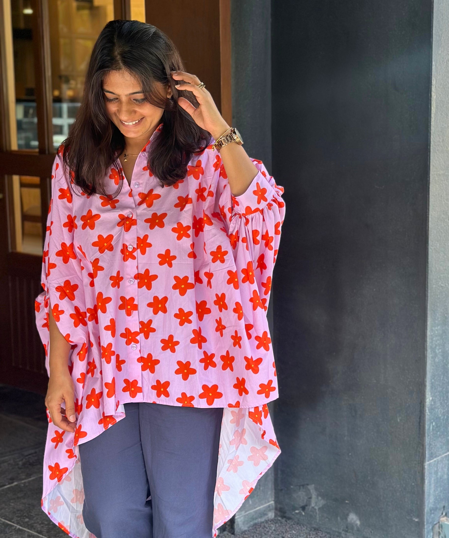 Pink Floral Drama Shirt